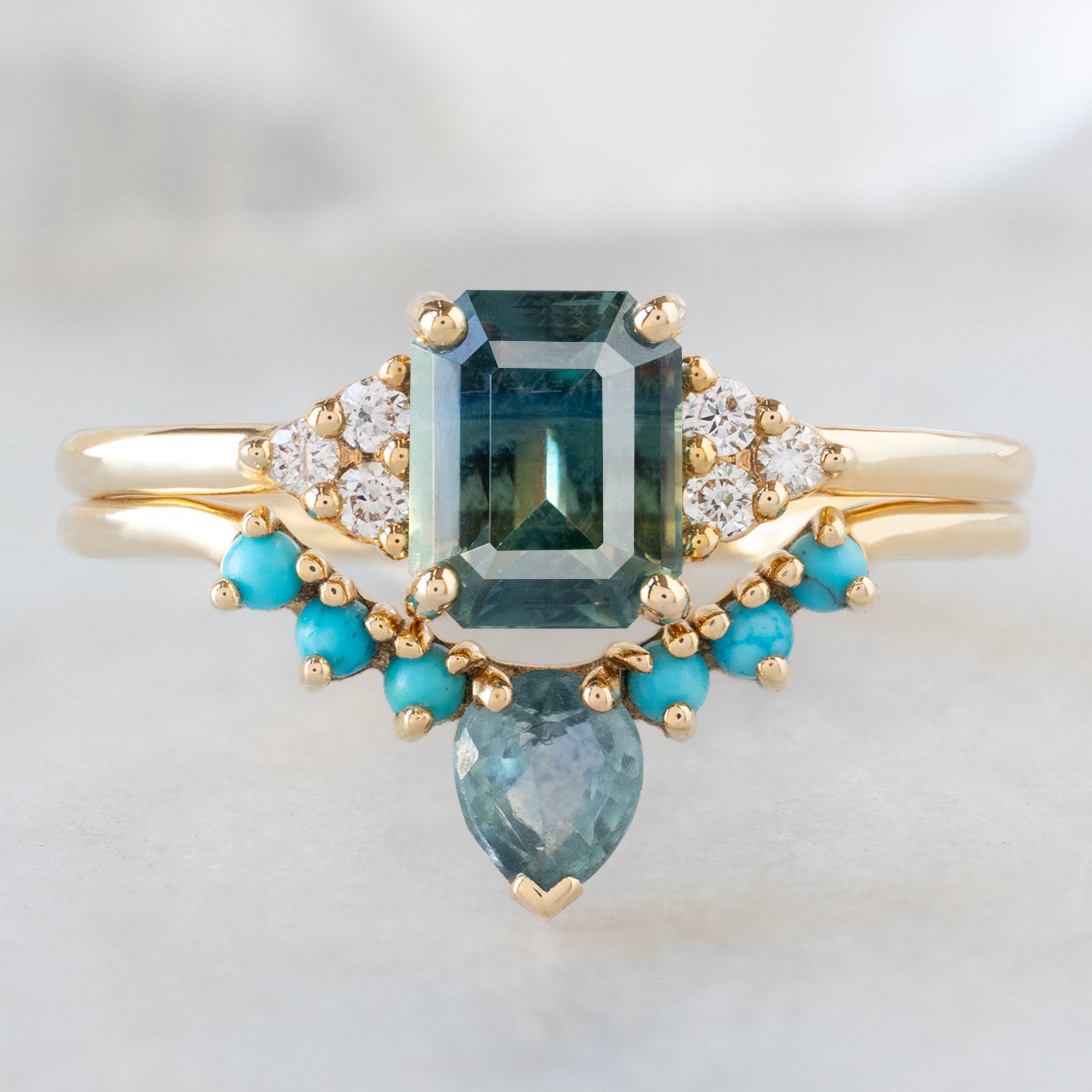 Alexis Russell  Engagement Rings The Ivy Ring | 1.06ct Emerald Cut Parti Sapphire in 14K Yellow Gold