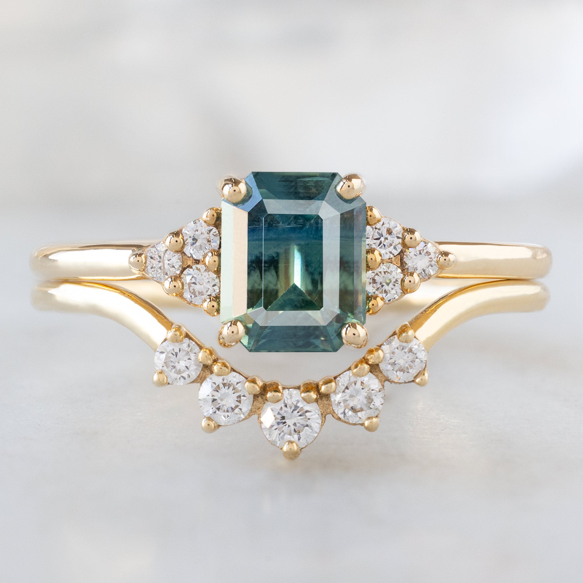 Alexis Russell  Engagement Rings The Ivy Ring | 1.06ct Emerald Cut Parti Sapphire in 14K Yellow Gold