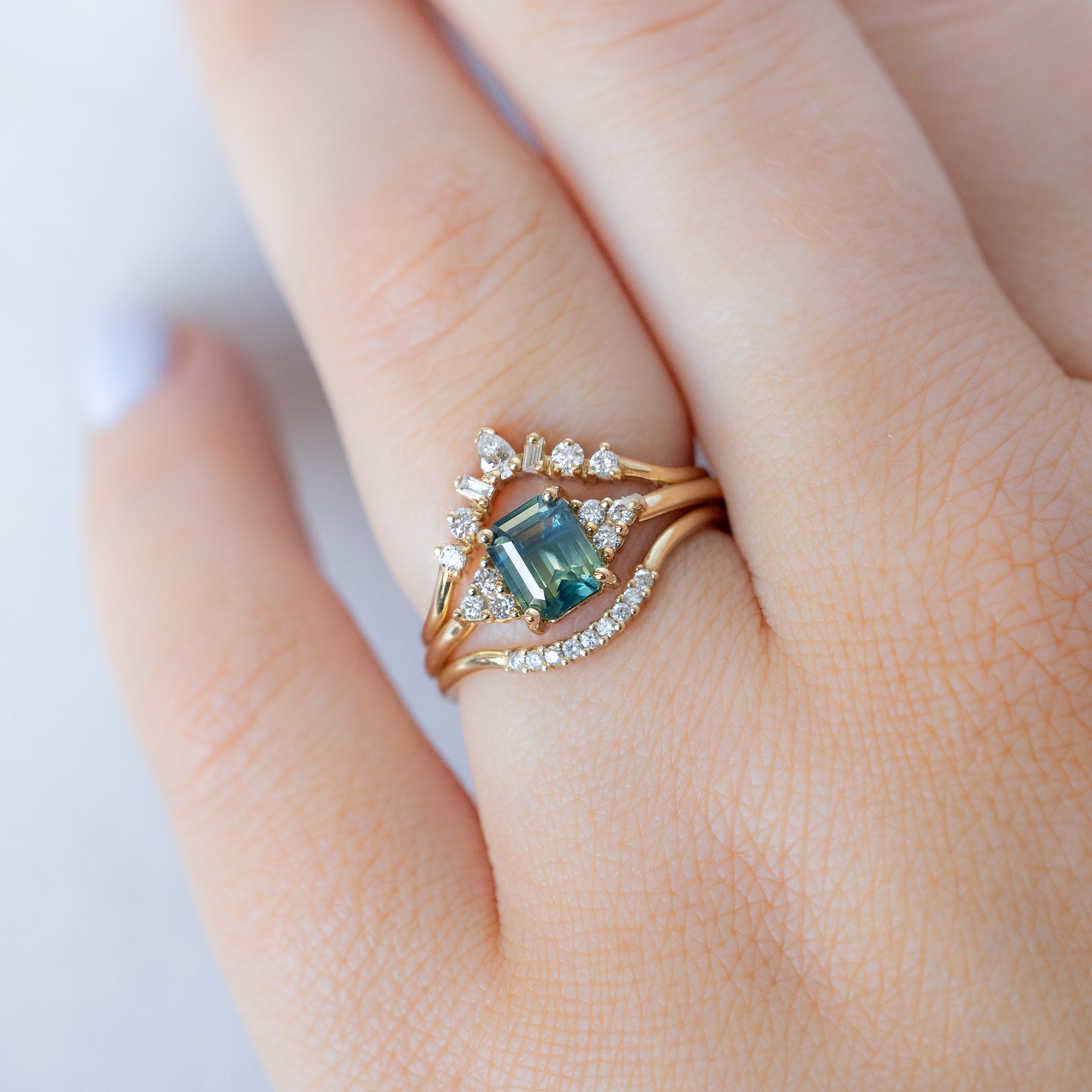 Alexis Russell  Engagement Rings The Ivy Ring | 1.06ct Emerald Cut Parti Sapphire in 14K Yellow Gold