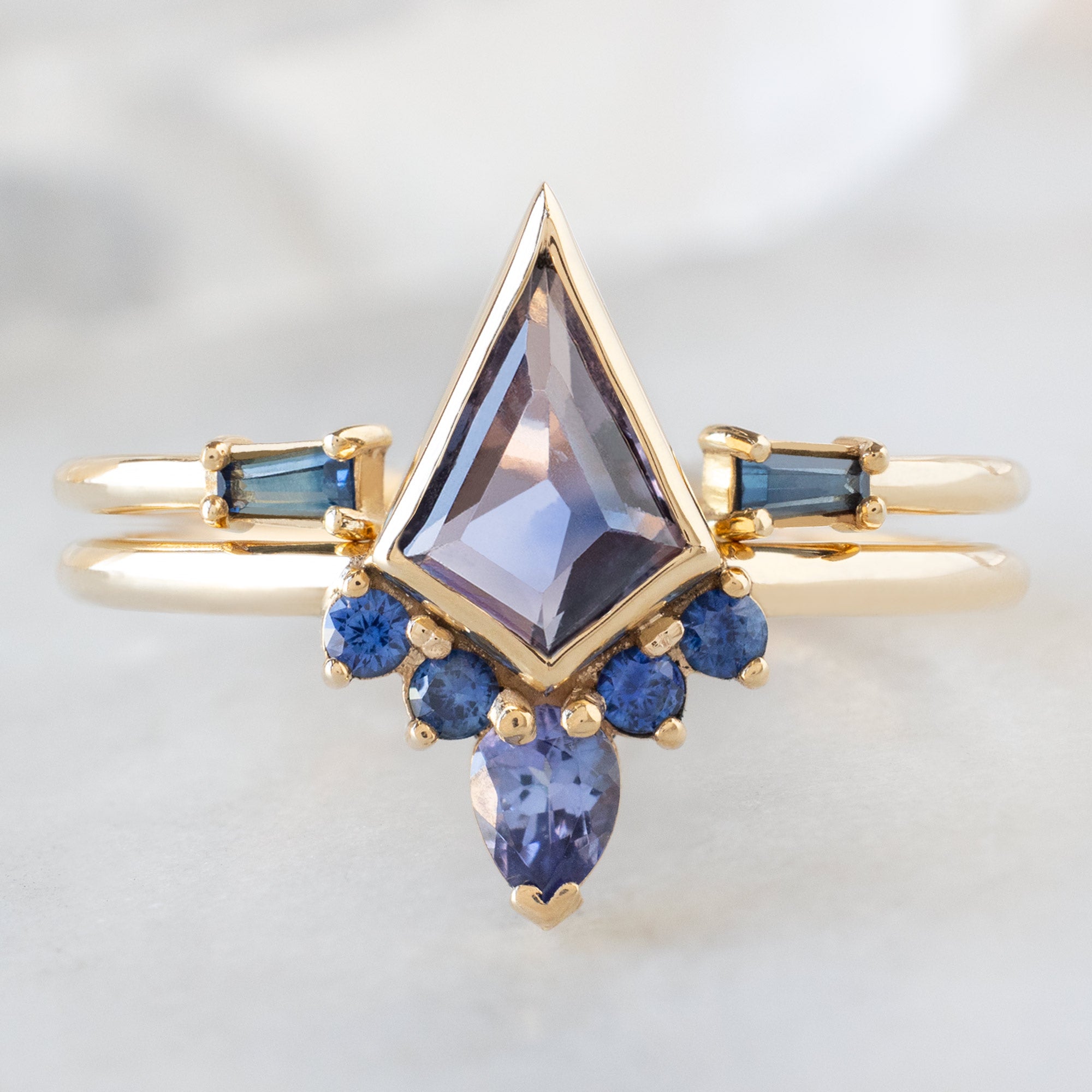 Alexis Russell  Engagement Rings The Watercolor Aster Ring | 0.83ct Violet Kite Sapphire in 14K Yellow Gold