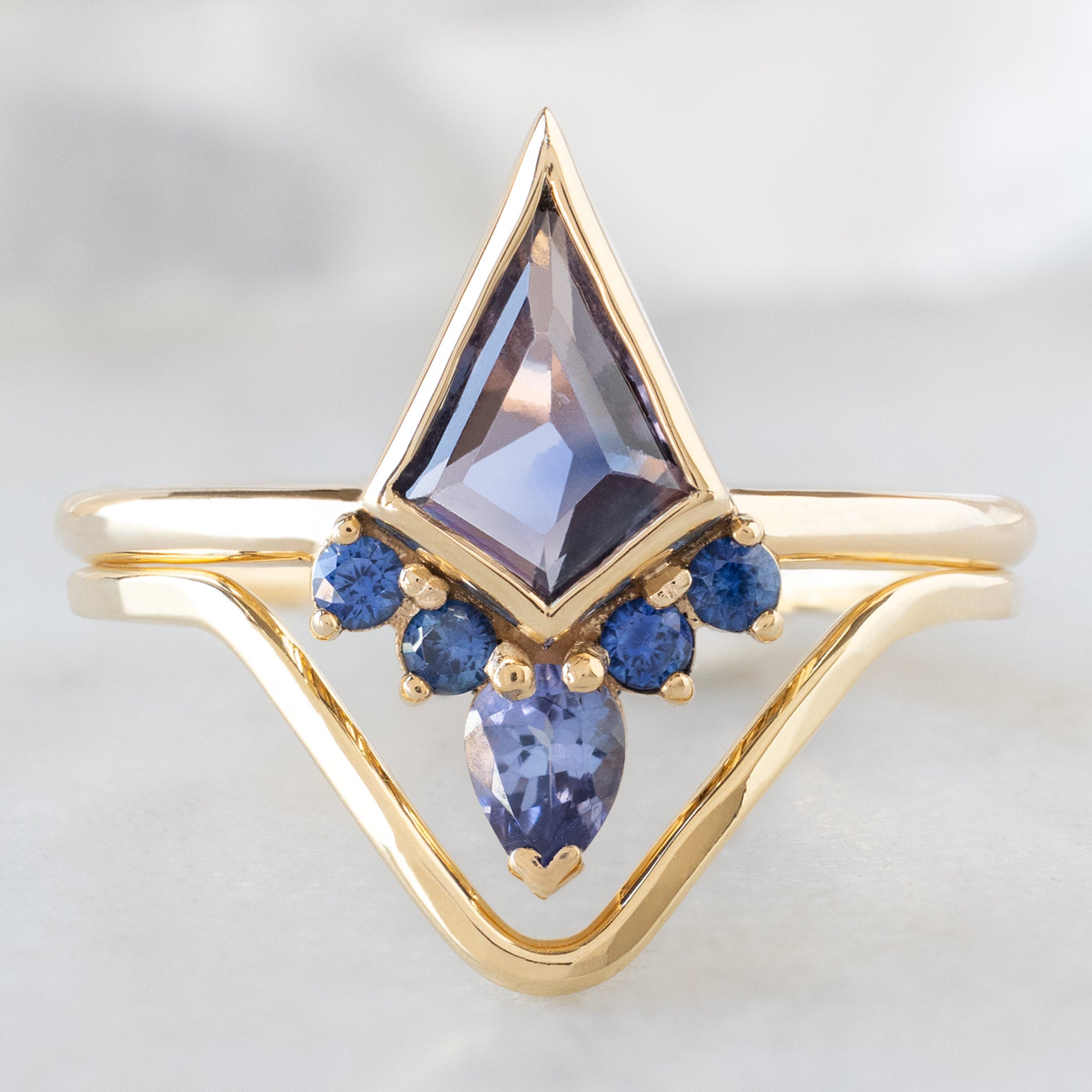 Alexis Russell  Engagement Rings The Watercolor Aster Ring | 0.83ct Violet Kite Sapphire in 14K Yellow Gold
