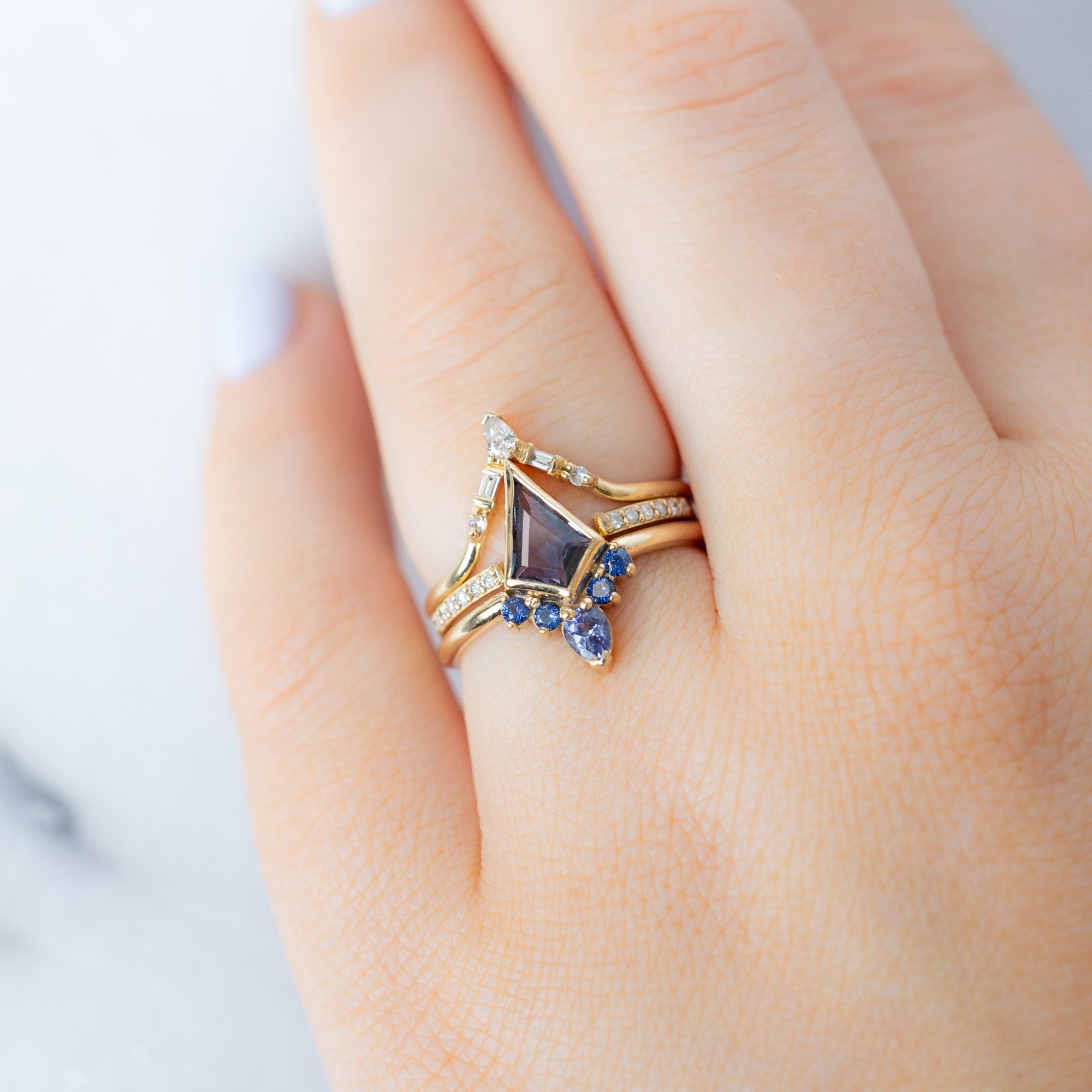 Alexis Russell  Engagement Rings The Watercolor Aster Ring | 0.83ct Violet Kite Sapphire in 14K Yellow Gold