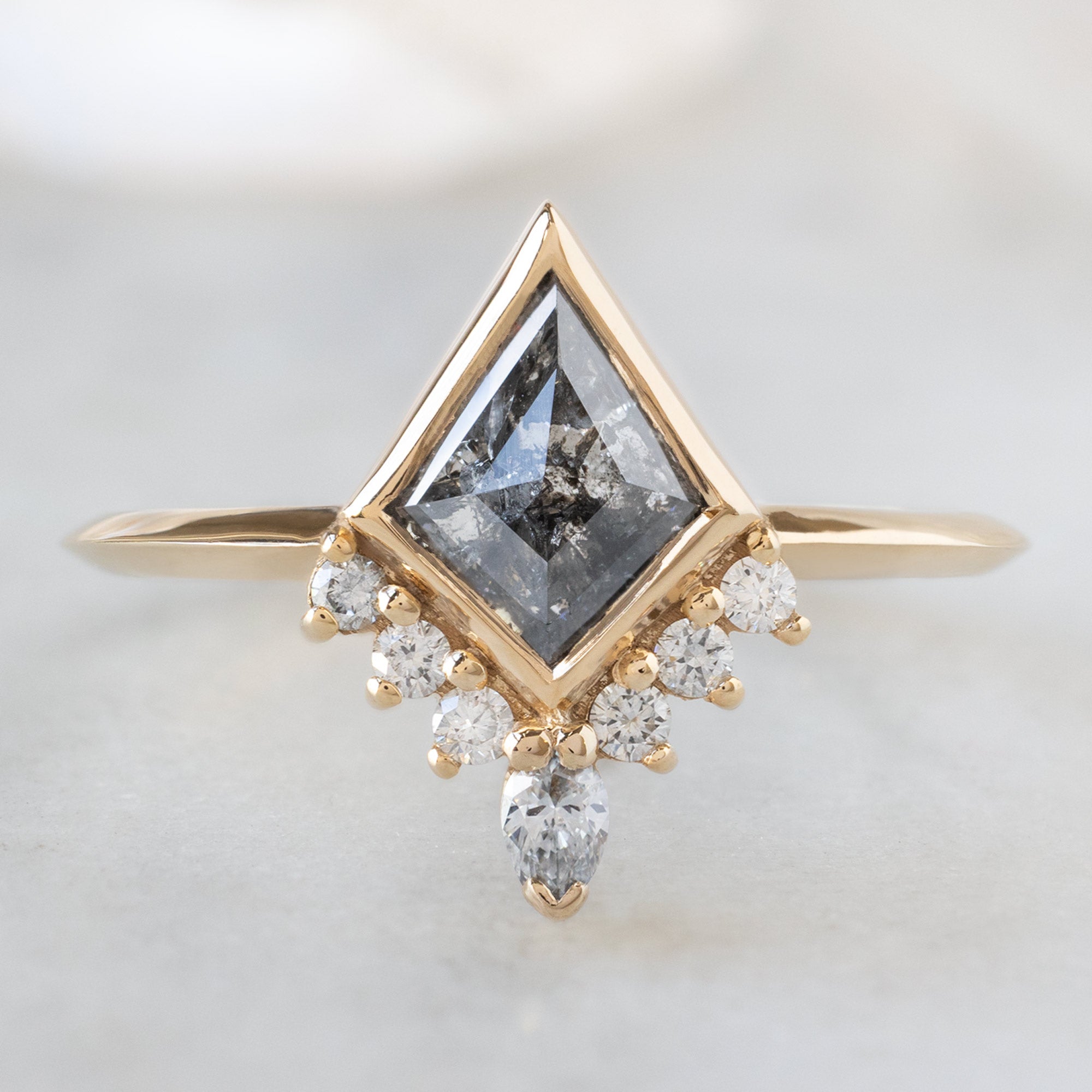 Alexis Russell  Engagement Rings The Aster Ring | 1.02ct Kite Salt and Pepper Diamond in 14K Yellow Gold