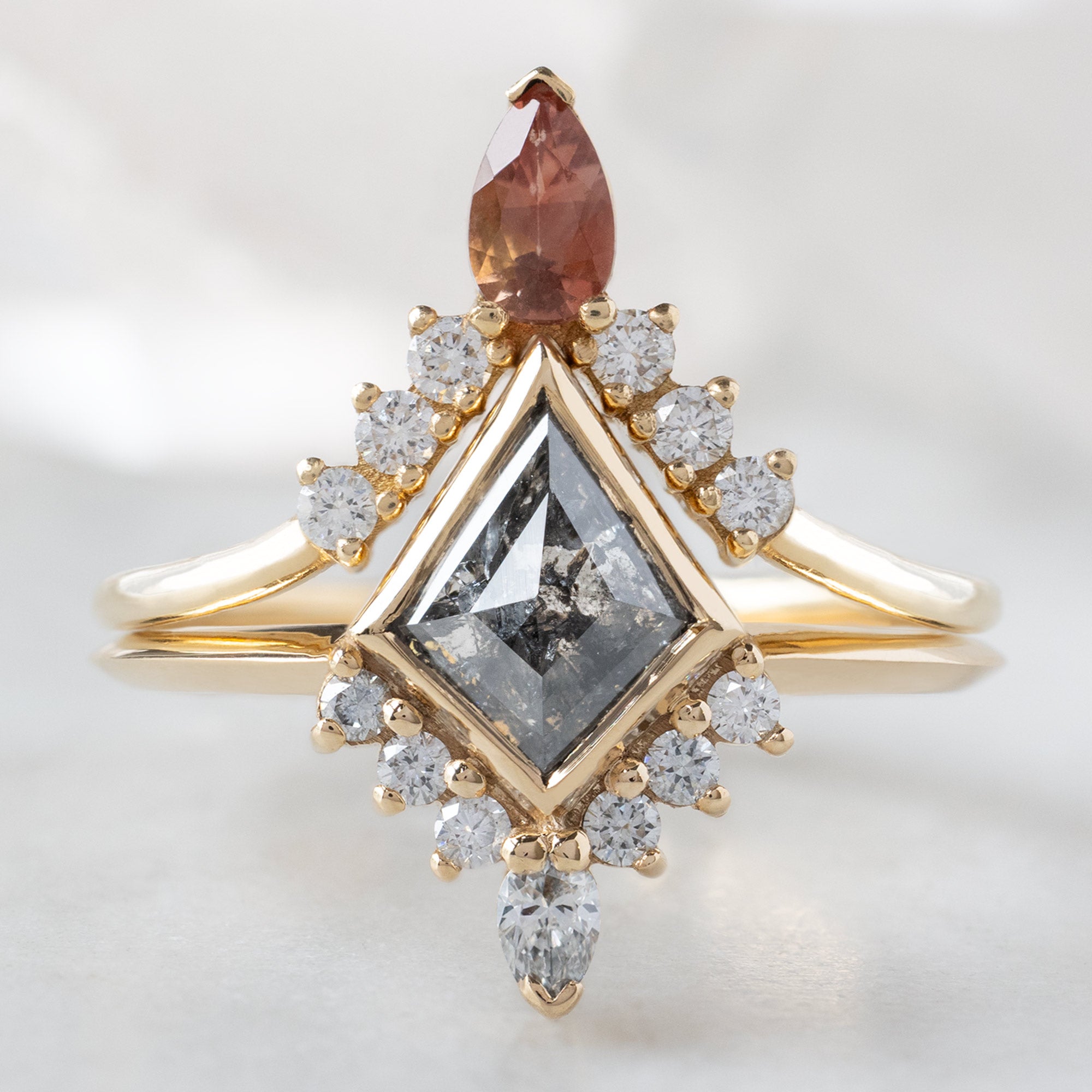 Alexis Russell  Engagement Rings The Aster Ring | 1.02ct Kite Salt and Pepper Diamond in 14K Yellow Gold