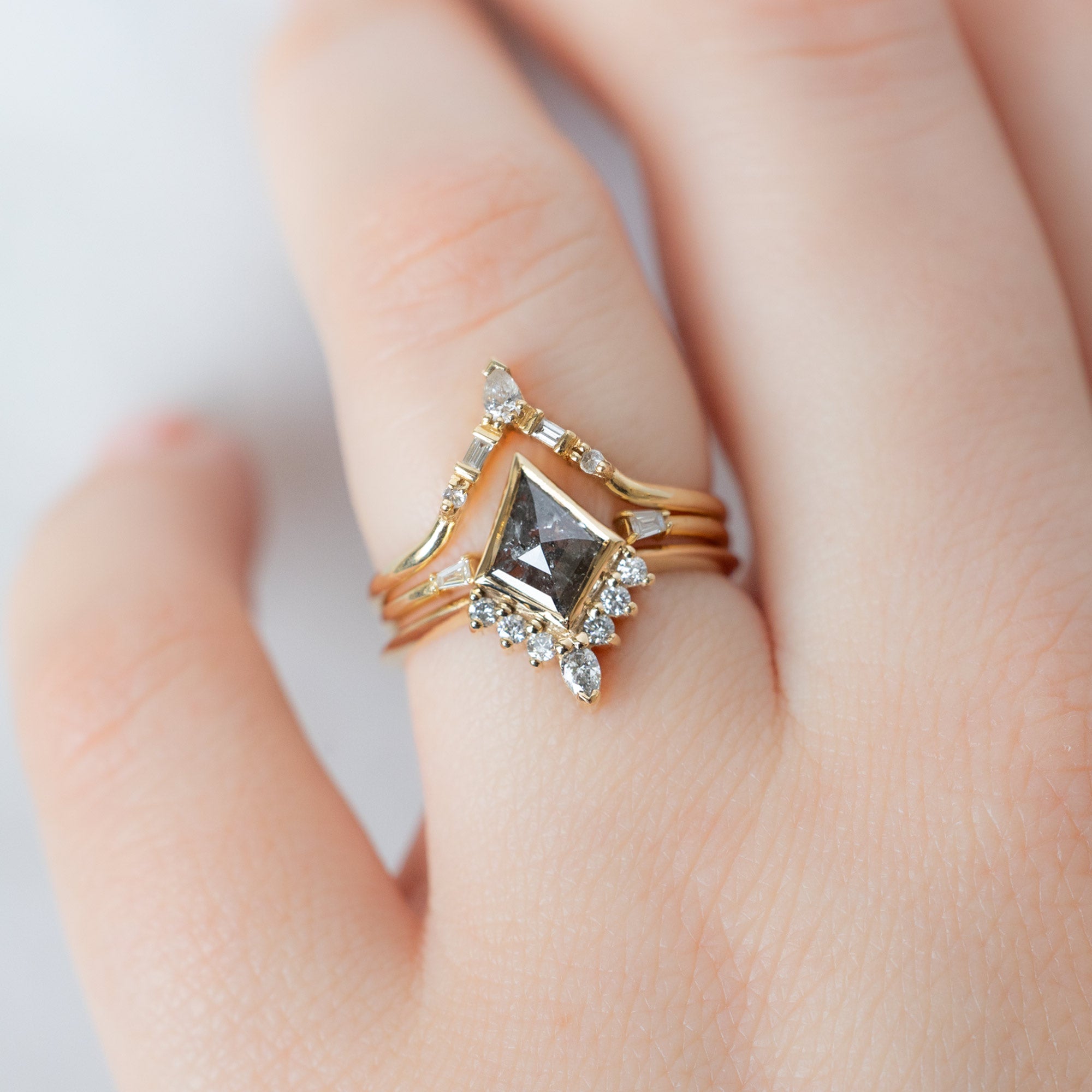 Alexis Russell  Engagement Rings The Aster Ring | 1.02ct Kite Salt and Pepper Diamond in 14K Yellow Gold