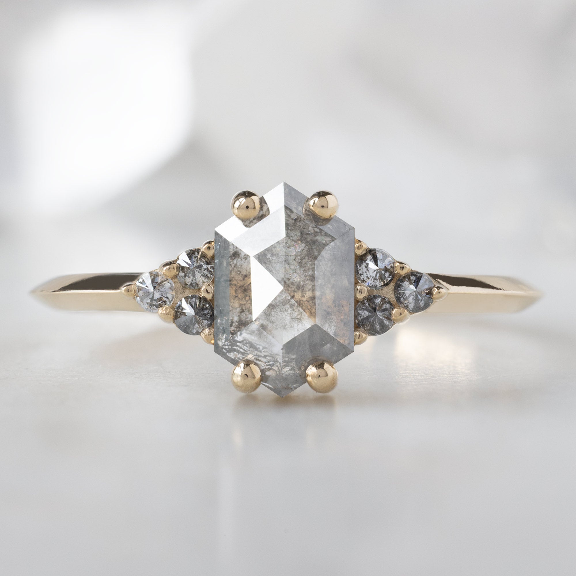 Alexis Russell  Engagement Rings The Ivy Ring | 0.63ct Hexagon Grey Diamond in 14K Yellow Gold