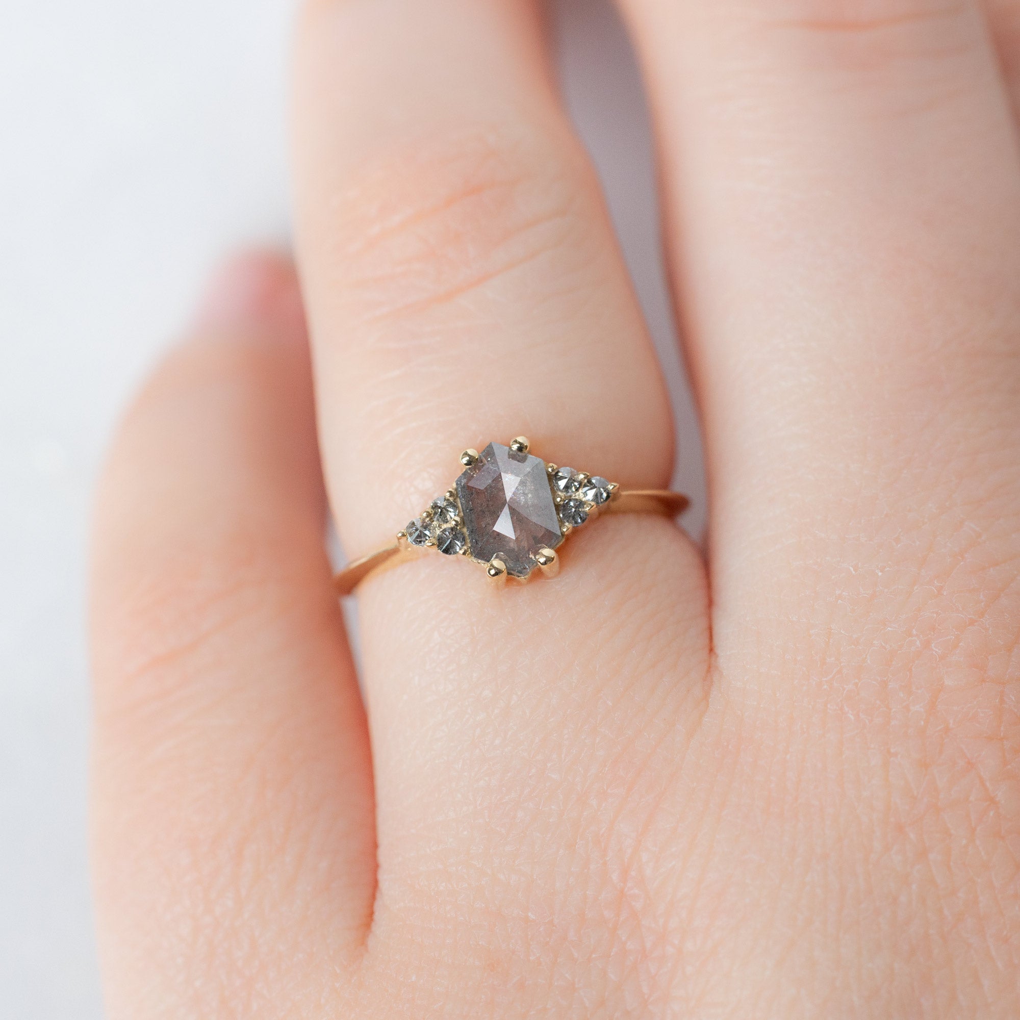 Alexis Russell  Engagement Rings The Ivy Ring | 0.63ct Hexagon Grey Diamond in 14K Yellow Gold