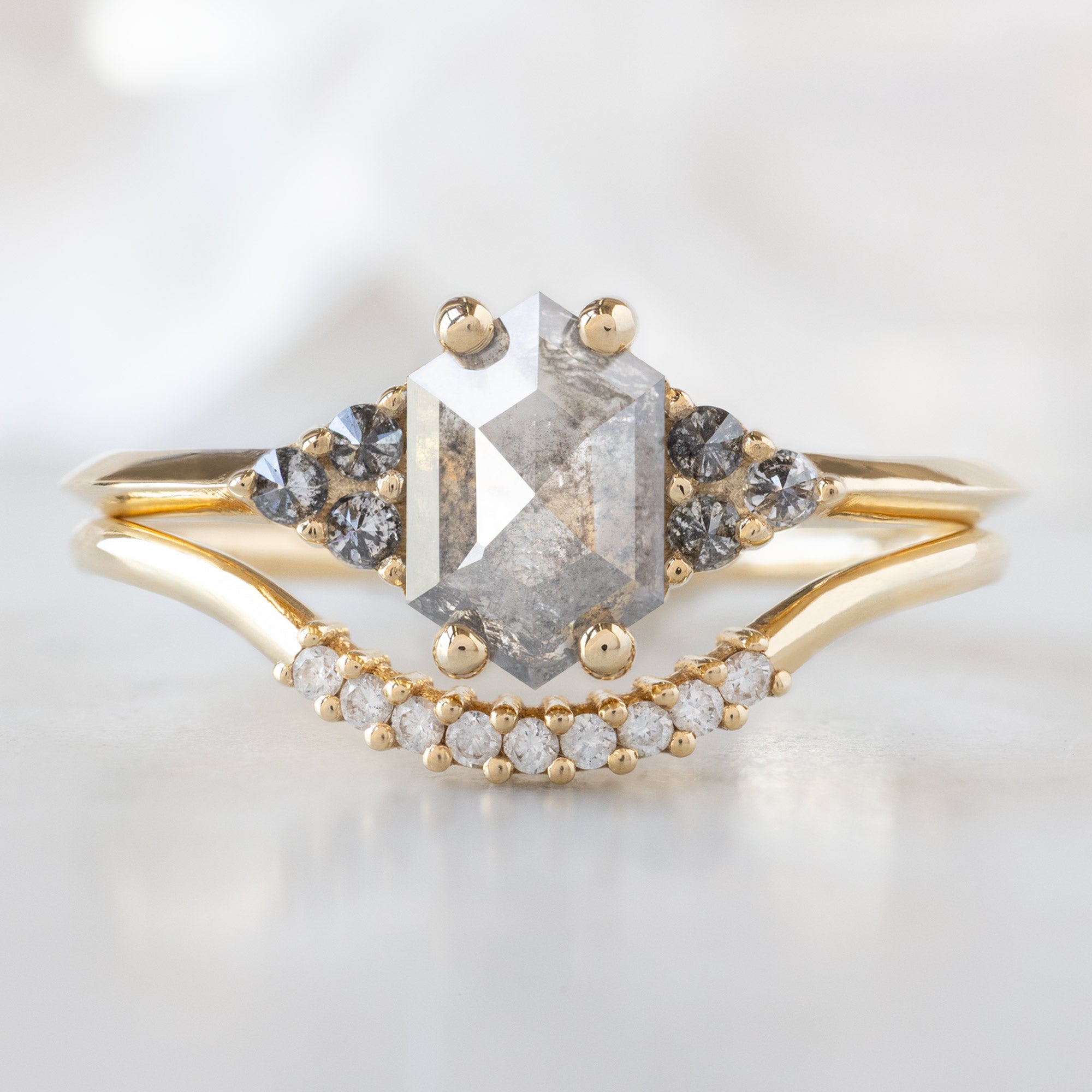 Alexis Russell  Engagement Rings The Ivy Ring | 0.63ct Hexagon Grey Diamond in 14K Yellow Gold