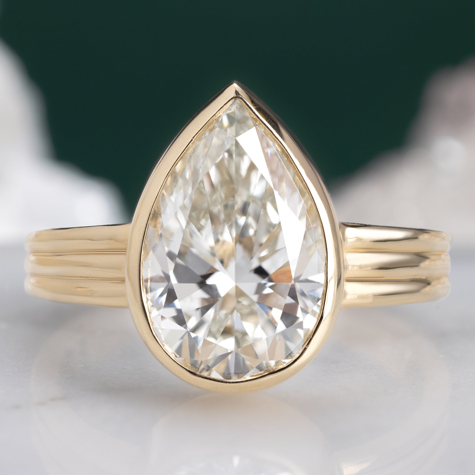 Alexis Russell  Engagement Rings The Stratum Ring | 3.32ct Pear Lab Grown White Diamond in 14K Yellow Gold