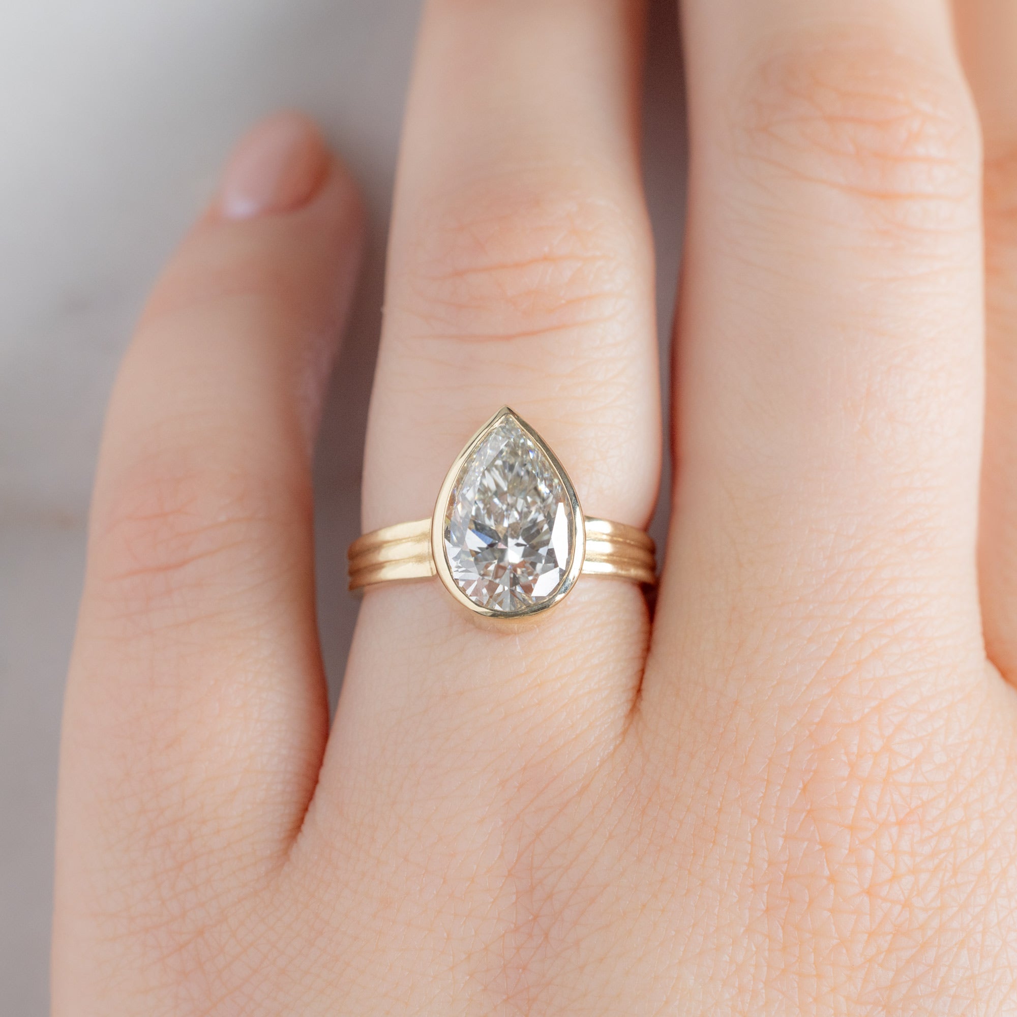 Alexis Russell  Engagement Rings The Stratum Ring | 3.32ct Pear Lab Grown White Diamond in 14K Yellow Gold