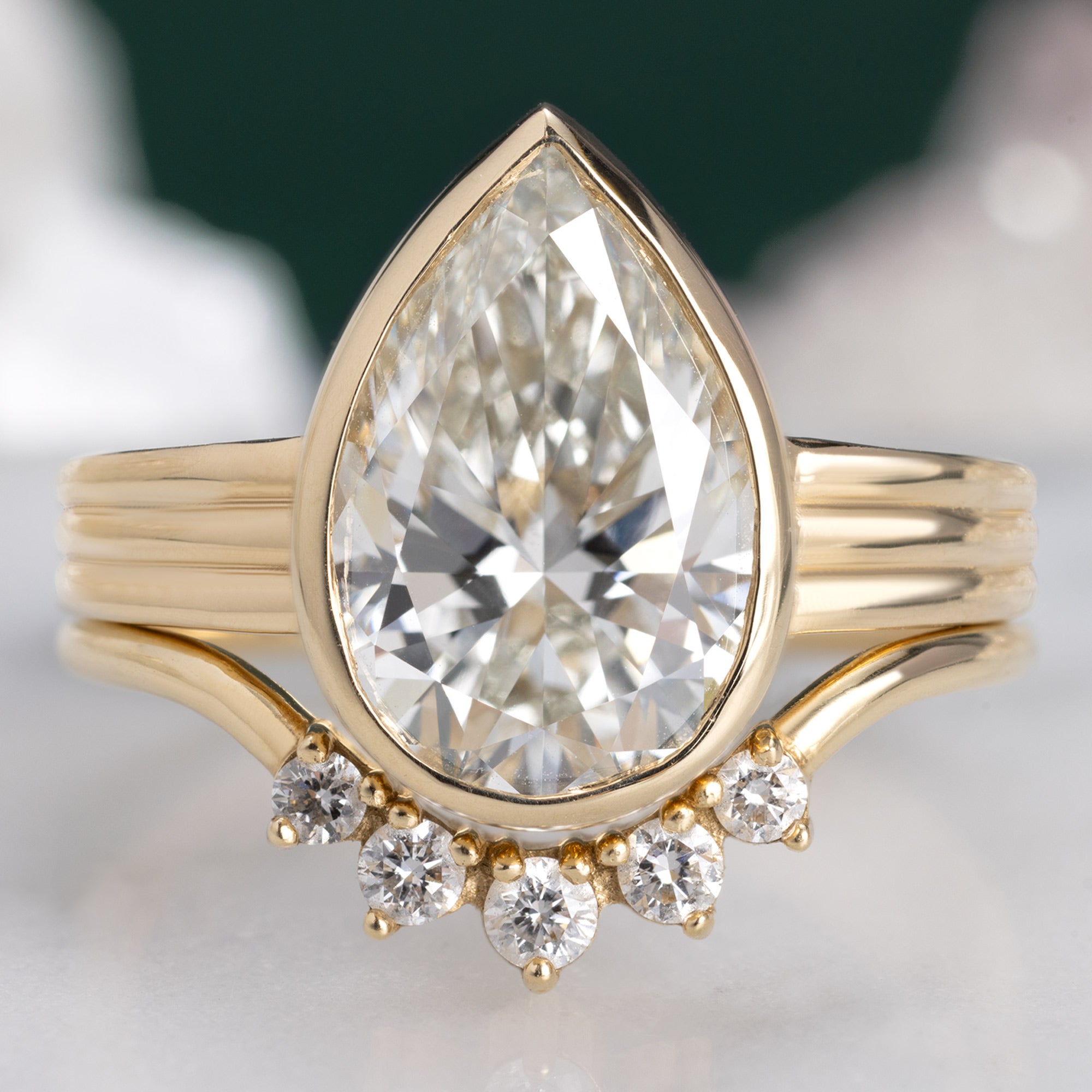 Alexis Russell  Engagement Rings The Stratum Ring | 3.32ct Pear Lab Grown White Diamond in 14K Yellow Gold
