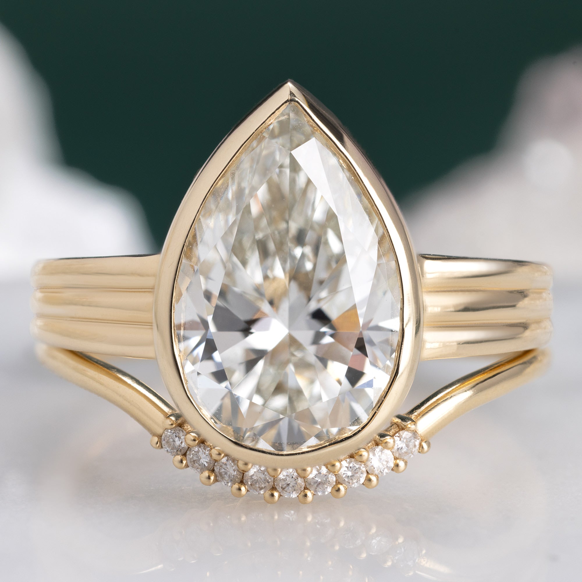 Alexis Russell  Engagement Rings The Stratum Ring | 3.32ct Pear Lab Grown White Diamond in 14K Yellow Gold
