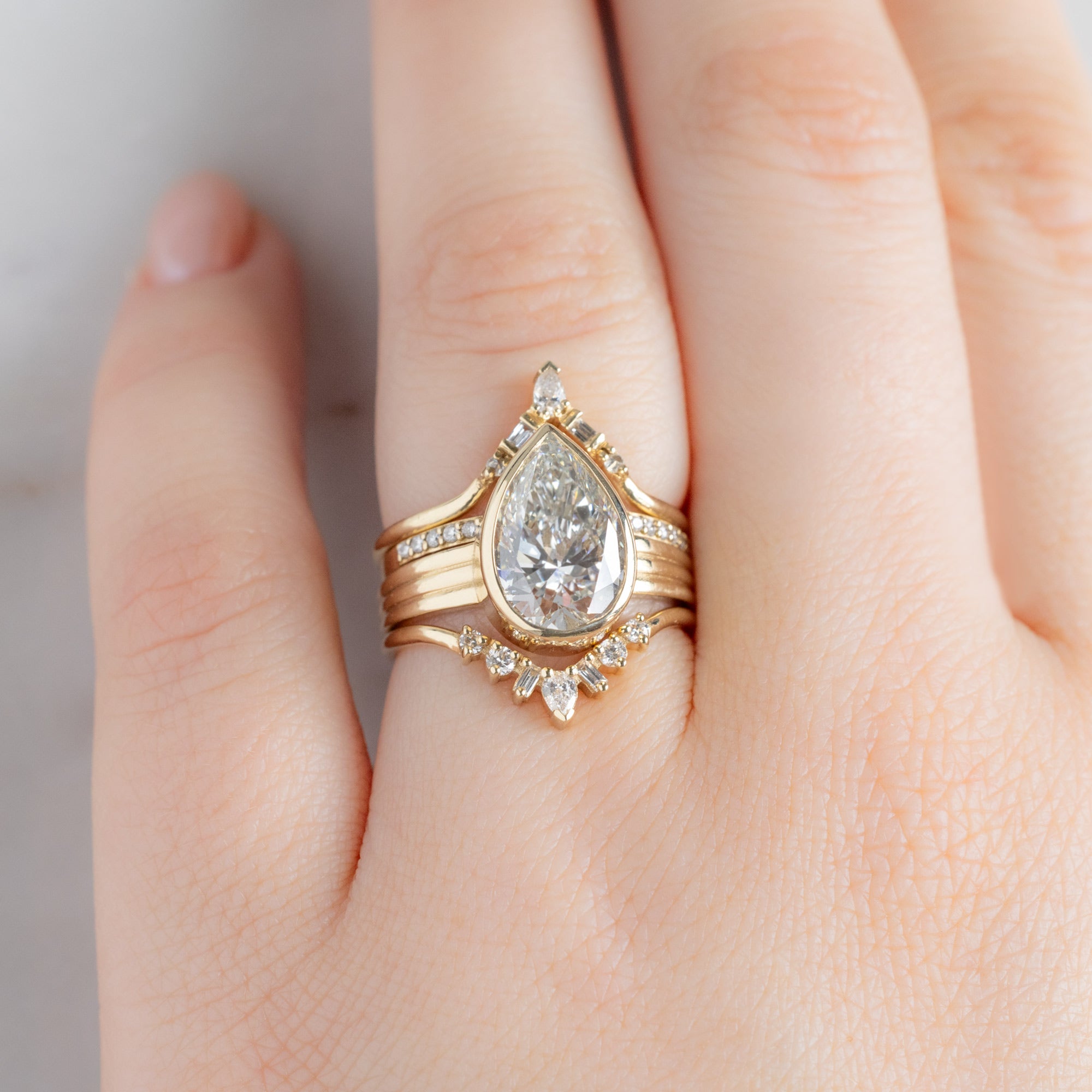 Alexis Russell  Engagement Rings The Stratum Ring | 3.32ct Pear Lab Grown White Diamond in 14K Yellow Gold