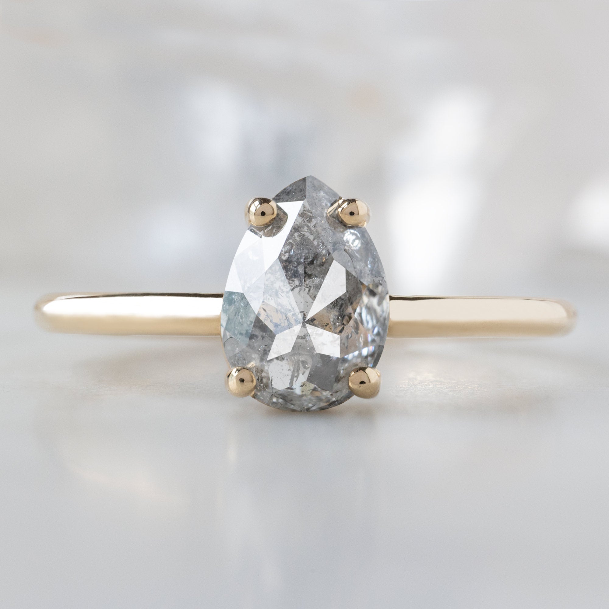 Alexis Russell  Engagement Rings The Bryn Ring | 1.10ct Pear Salt and Pepper Diamond in 14K Yellow Gold
