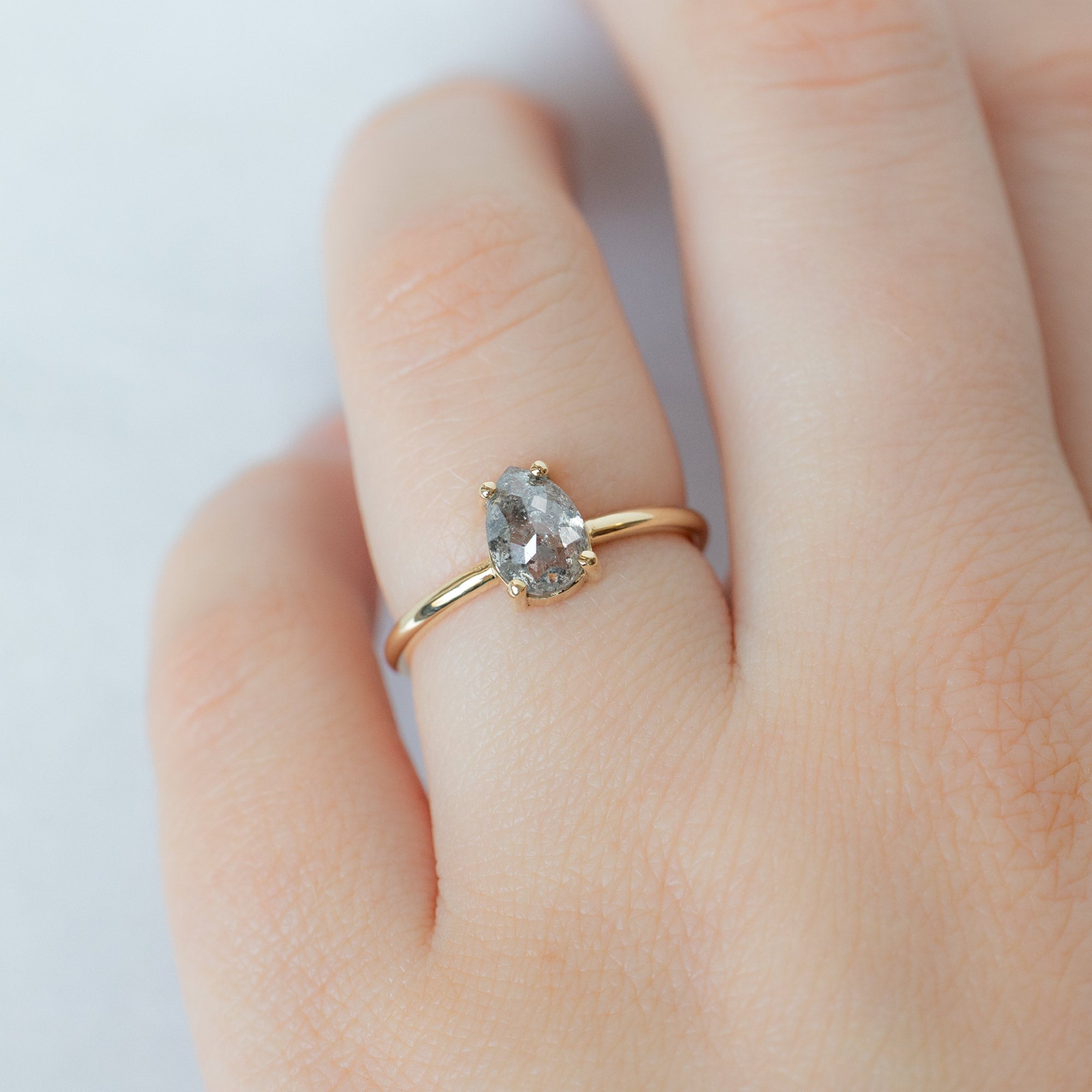 Alexis Russell  Engagement Rings The Bryn Ring | 1.10ct Pear Salt and Pepper Diamond in 14K Yellow Gold