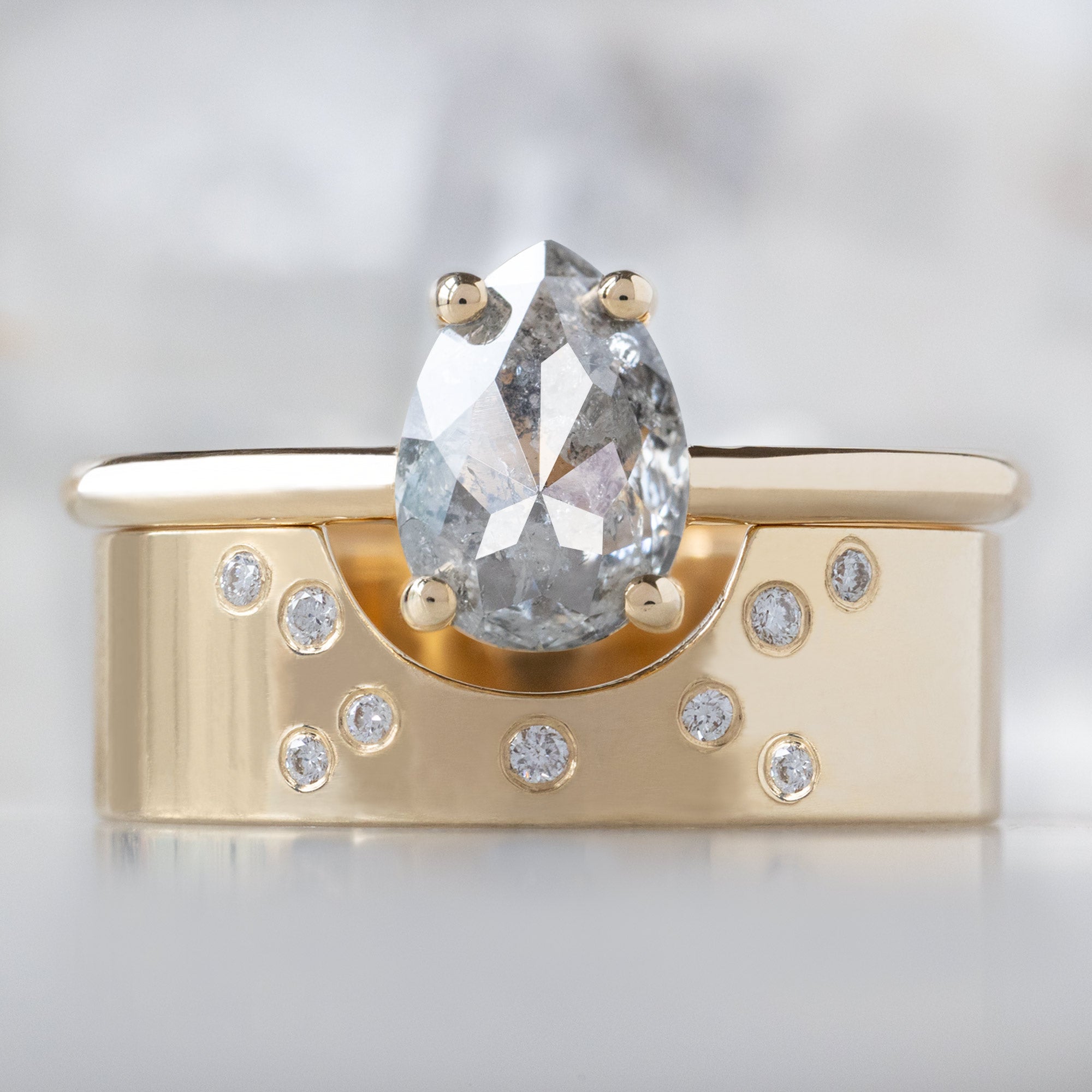 Alexis Russell  Engagement Rings The Bryn Ring | 1.10ct Pear Salt and Pepper Diamond in 14K Yellow Gold