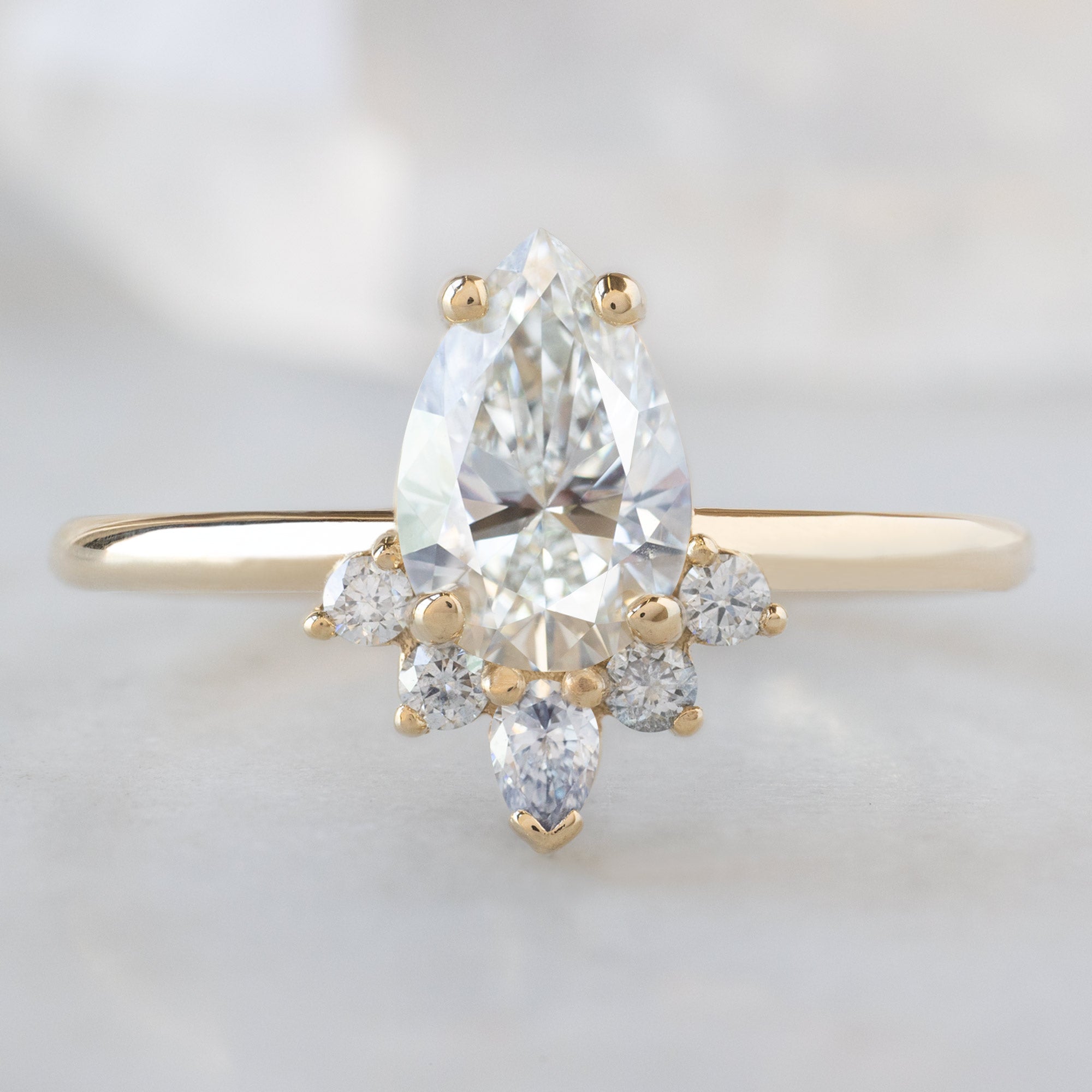Alexis Russell  Engagement Rings The Aster Ring | 0.80ct Pear Natural White Diamond in 14K Yellow Gold