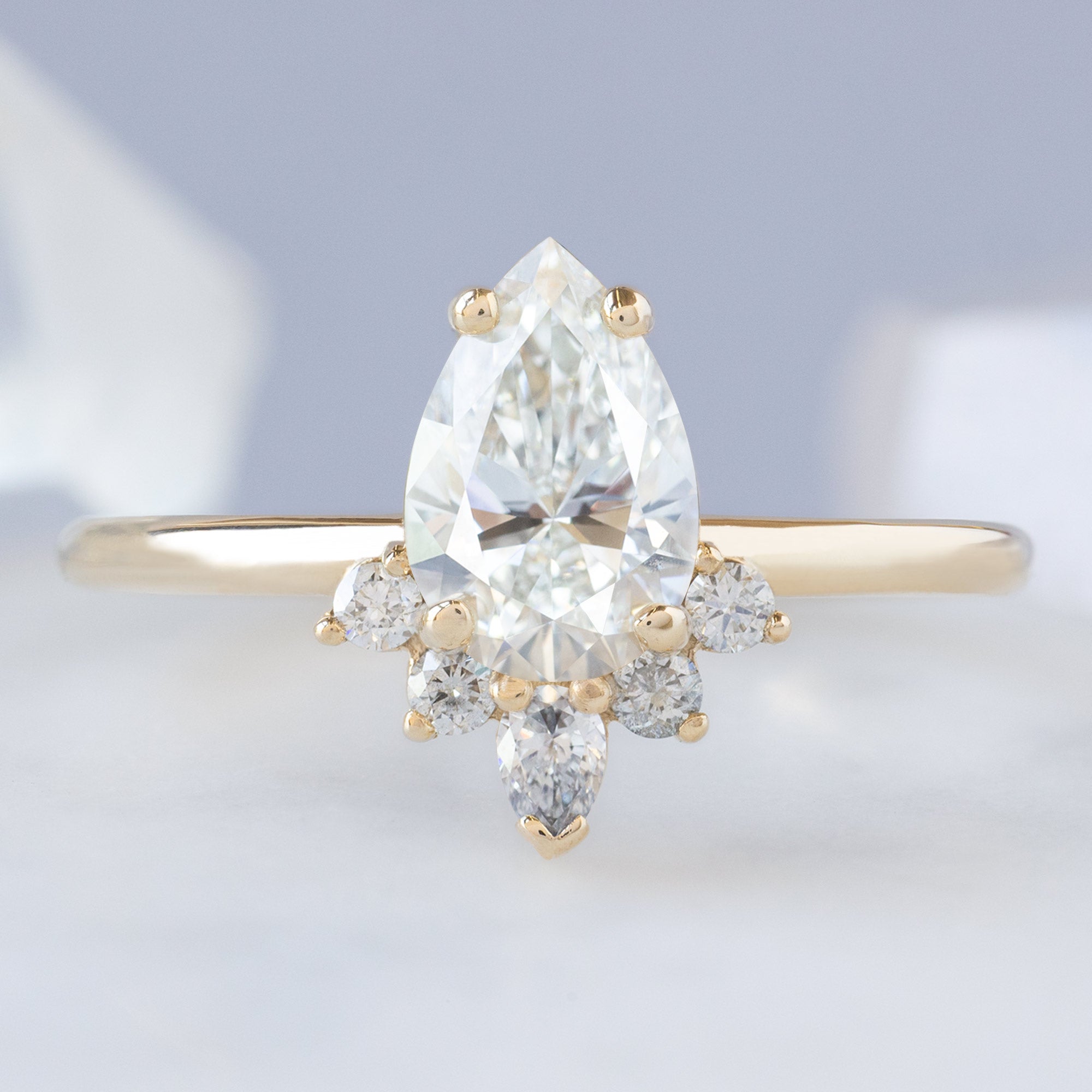 Alexis Russell  Engagement Rings The Aster Ring | 0.80ct Pear Natural White Diamond in 14K Yellow Gold
