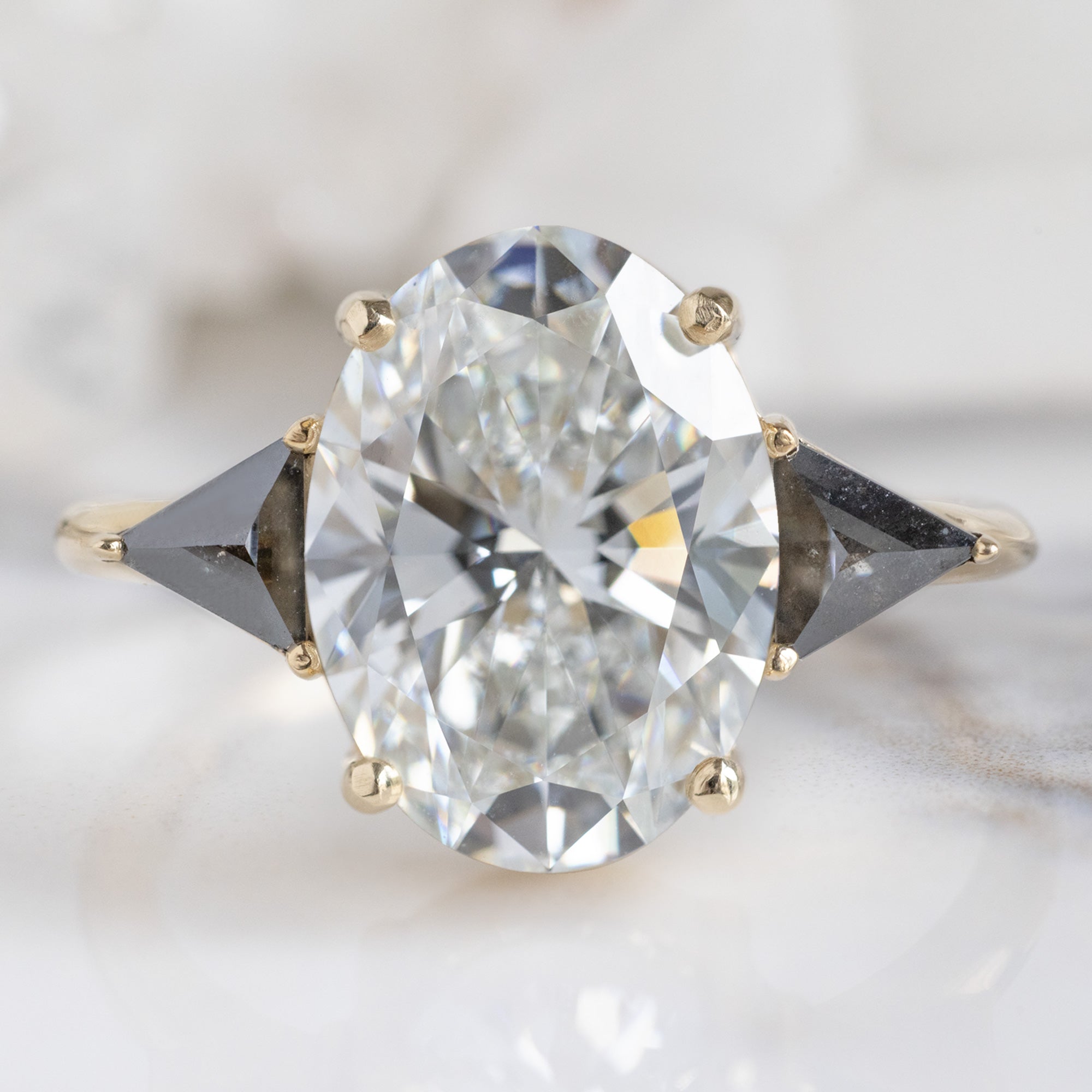 Alexis Russell  Engagement Rings The Jade Ring | 3.39ct Oval Lab Grown White Diamond in 14K Yellow Gold