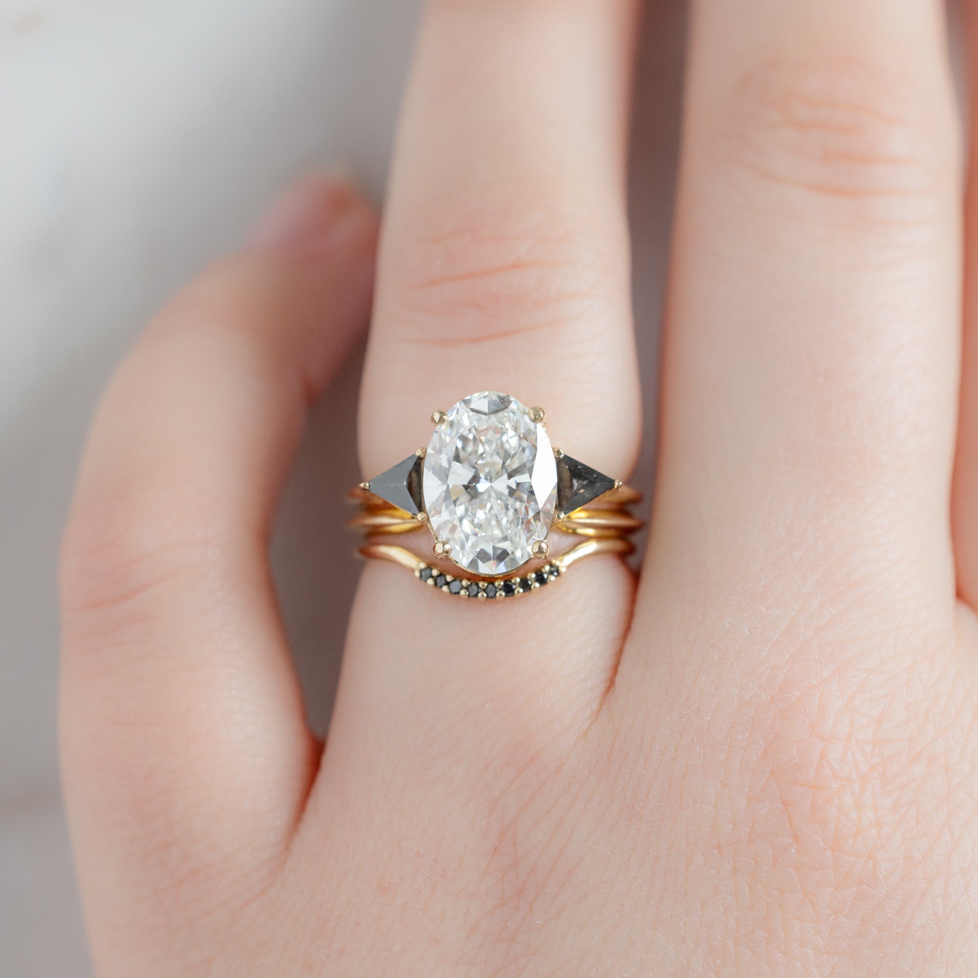 Alexis Russell  Engagement Rings The Jade Ring | 3.39ct Oval Lab Grown White Diamond in 14K Yellow Gold