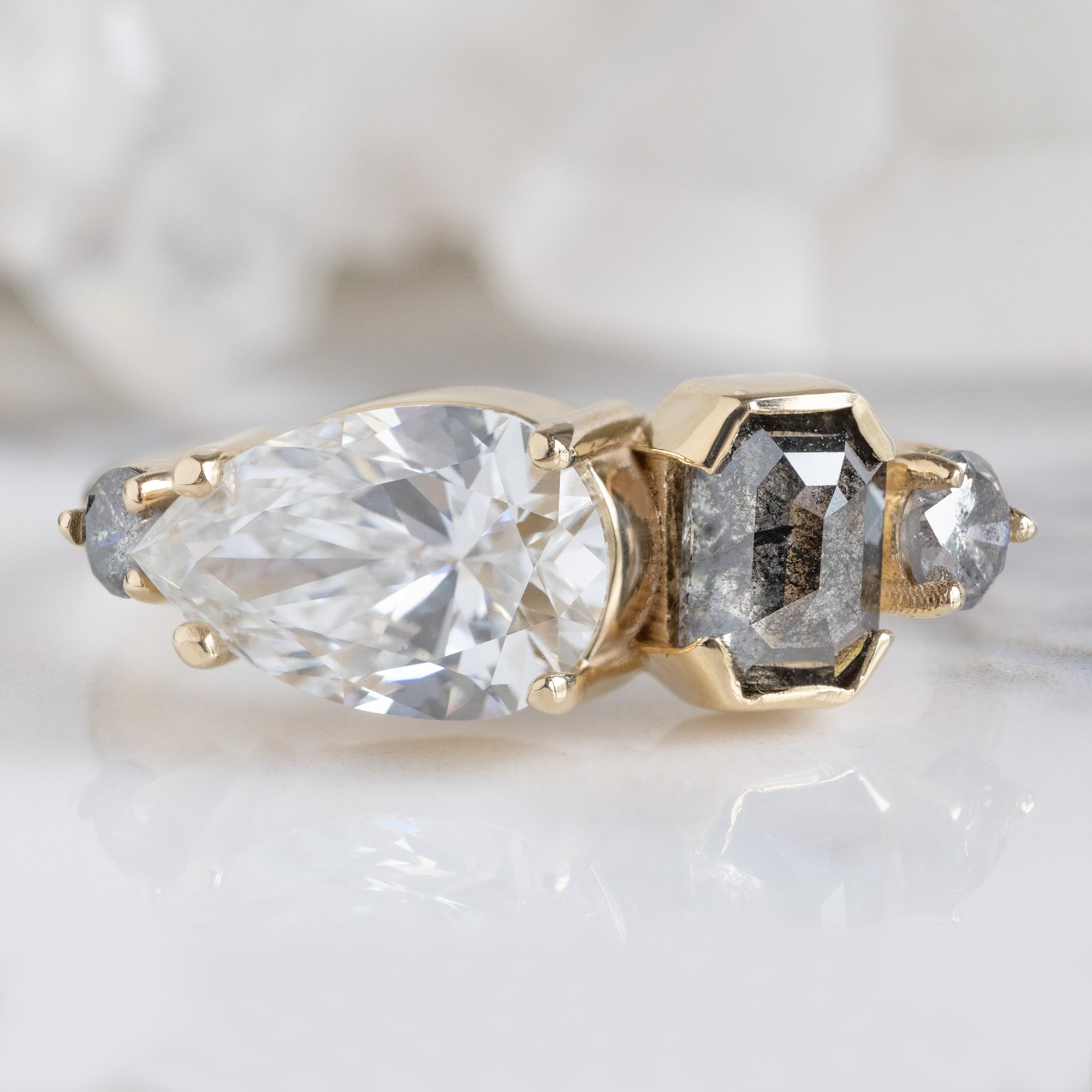 Alexis Russell  Engagement Rings The Line Ring | 1.54ct Pear Lab Grown White Diamond in 14K Yellow Gold