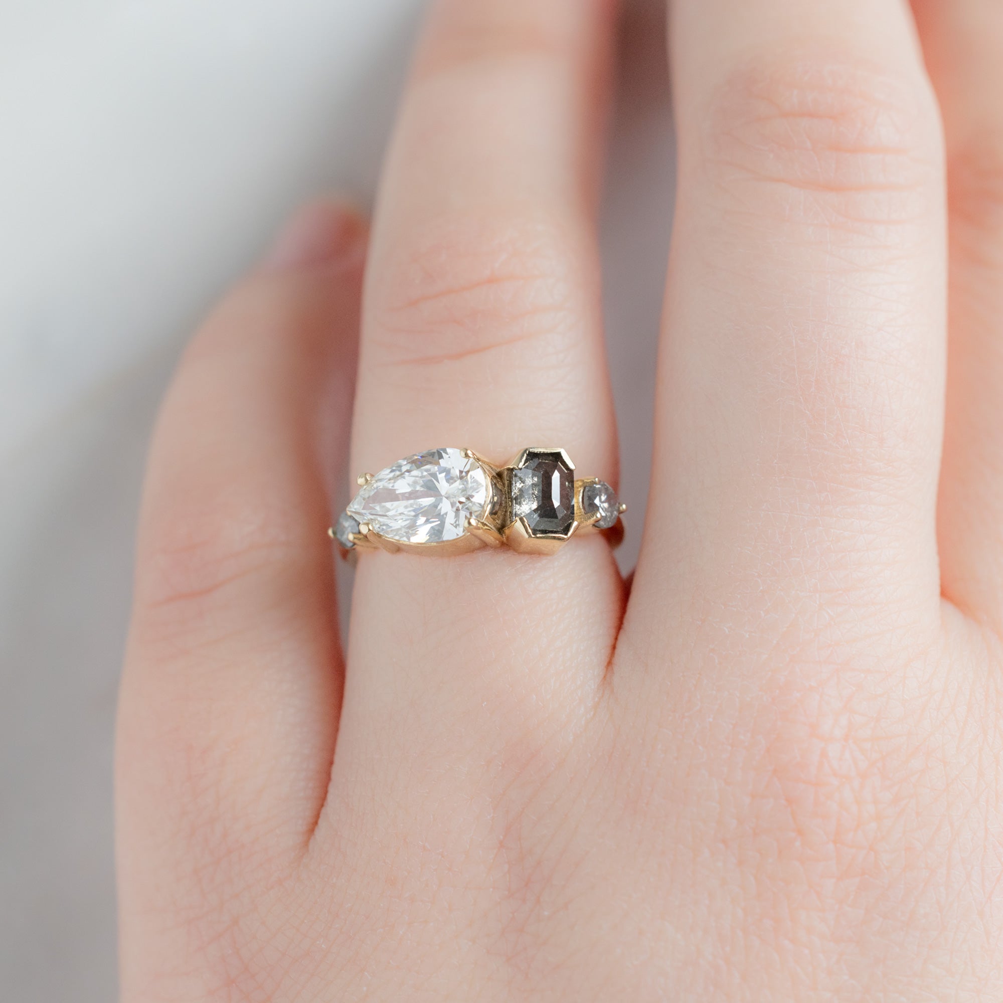 Alexis Russell  Engagement Rings The Line Ring | 1.54ct Pear Lab Grown White Diamond in 14K Yellow Gold
