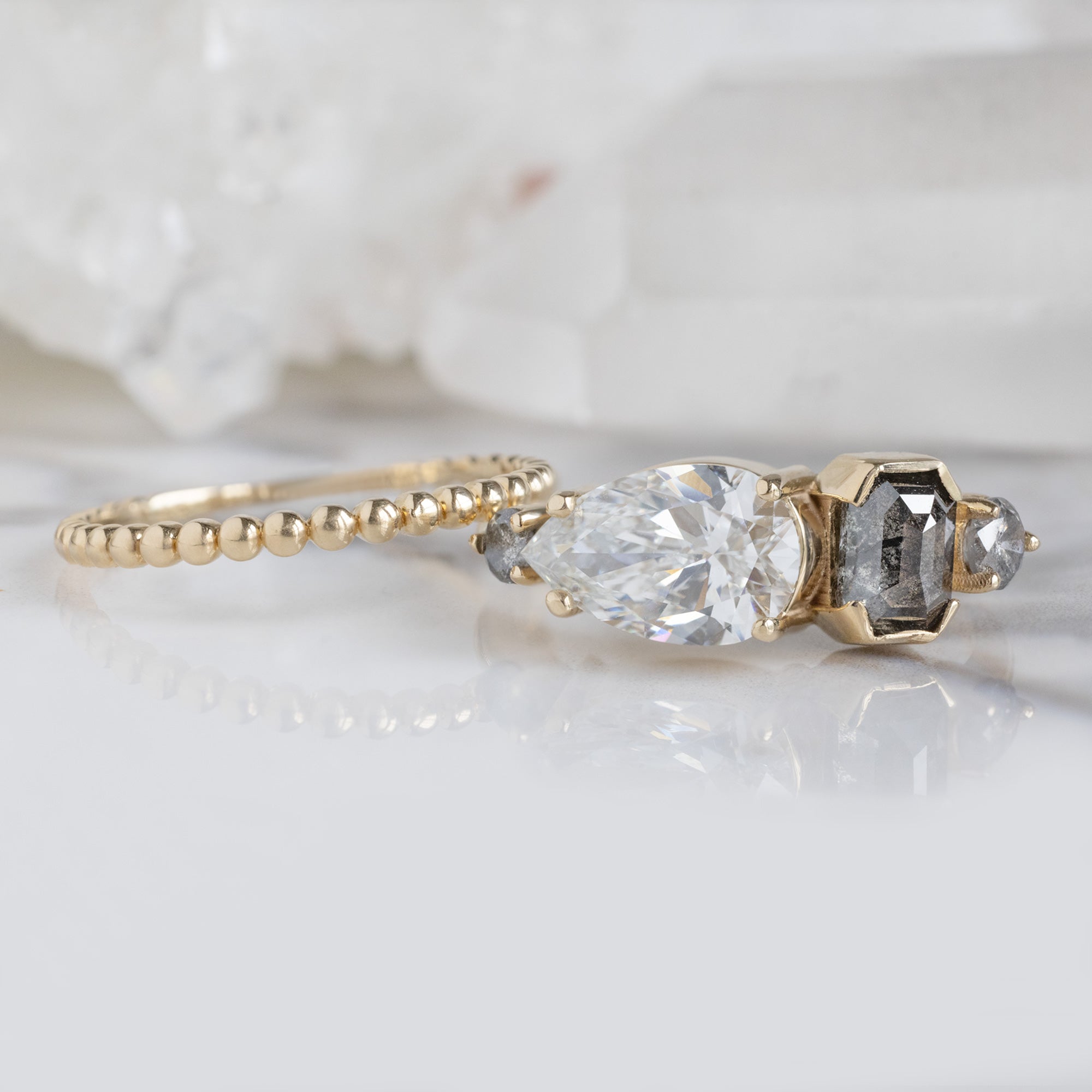 Alexis Russell  Engagement Rings The Line Ring | 1.54ct Pear Lab Grown White Diamond in 14K Yellow Gold