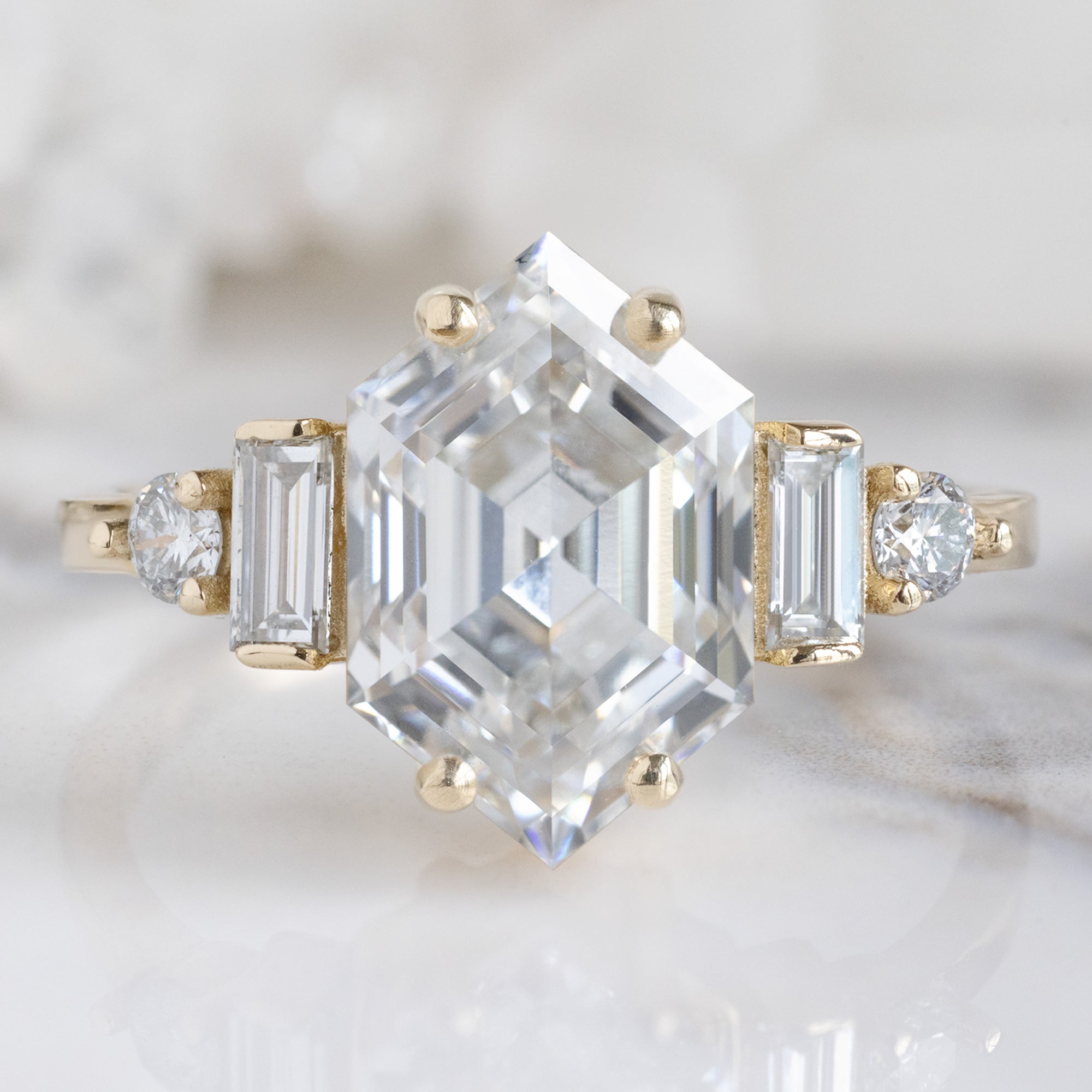 Alexis Russell  Engagement Rings The Primrose Ring | 2.64ct Hexagon Lab Grown White Diamond in 14K Yellow Gold
