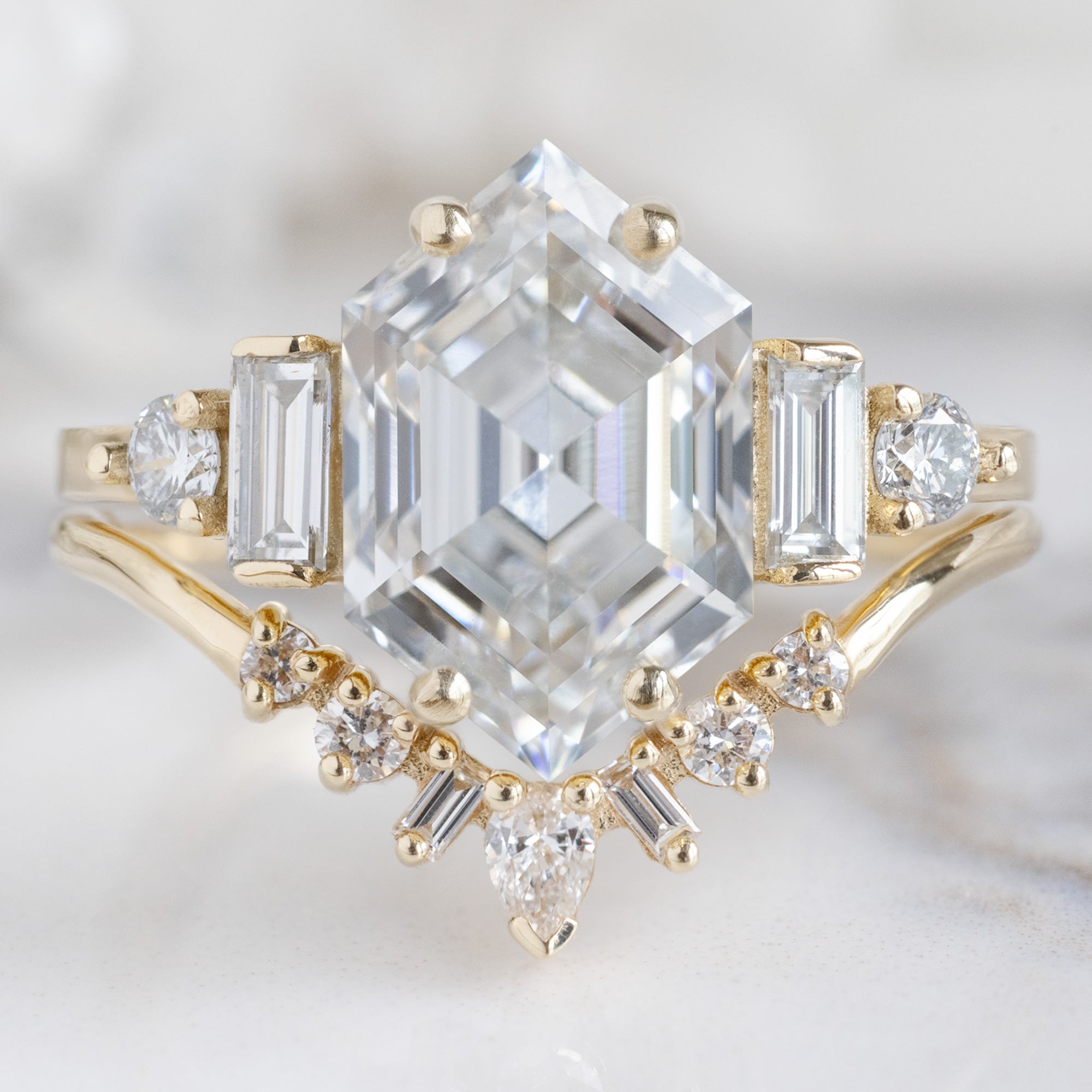 Alexis Russell  Engagement Rings The Primrose Ring | 2.64ct Hexagon Lab Grown White Diamond in 14K Yellow Gold