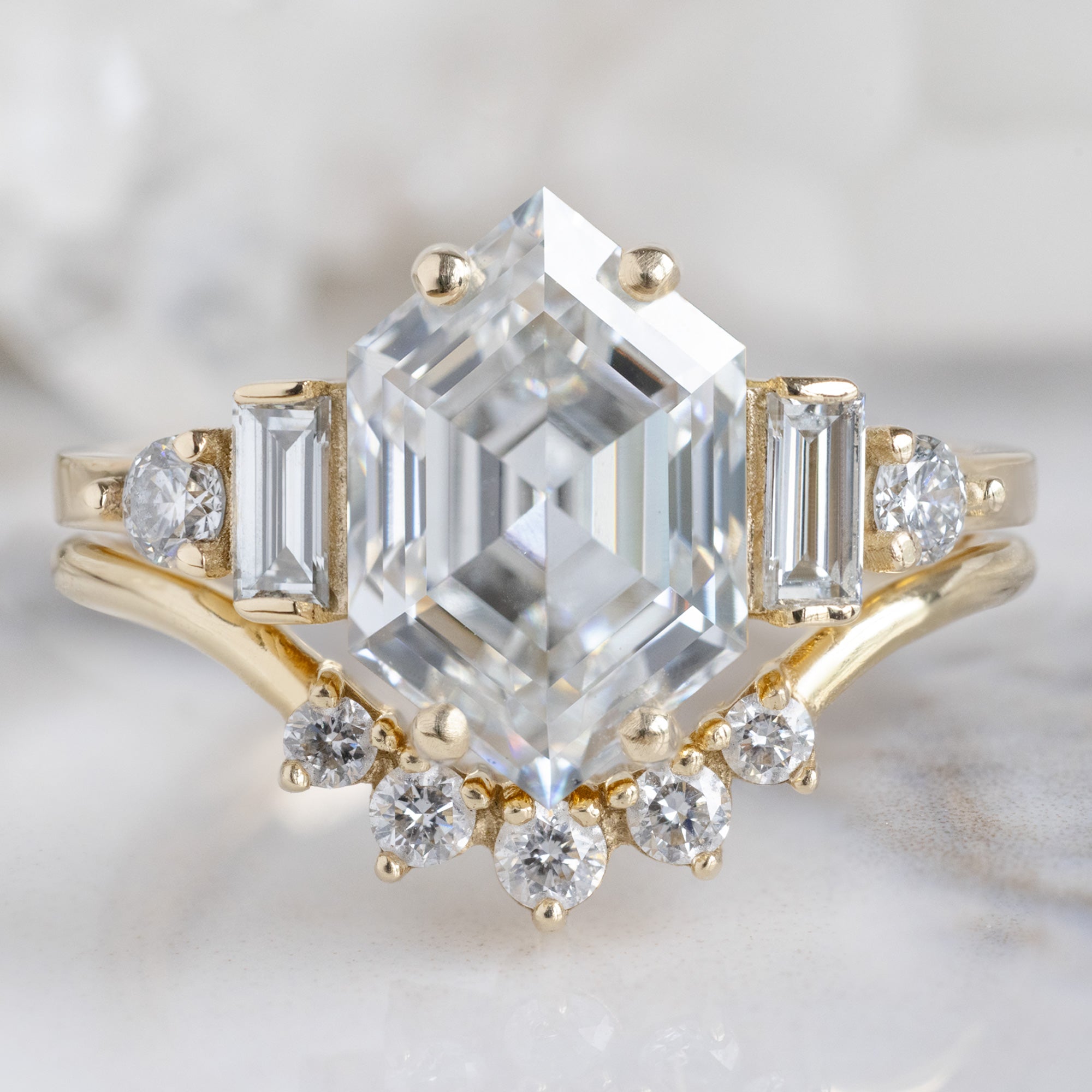 Alexis Russell  Engagement Rings The Primrose Ring | 2.64ct Hexagon Lab Grown White Diamond in 14K Yellow Gold