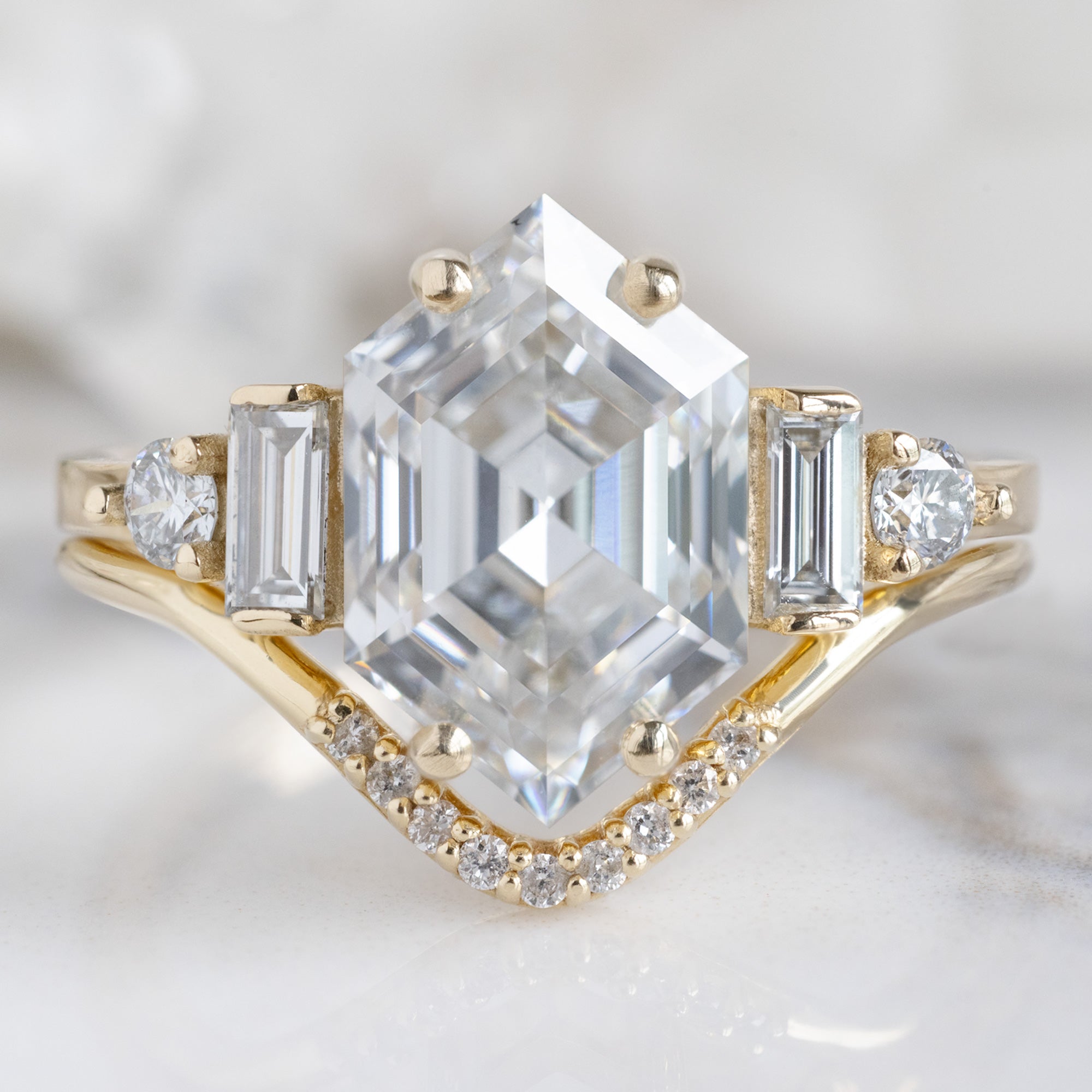 Alexis Russell  Engagement Rings The Primrose Ring | 2.64ct Hexagon Lab Grown White Diamond in 14K Yellow Gold