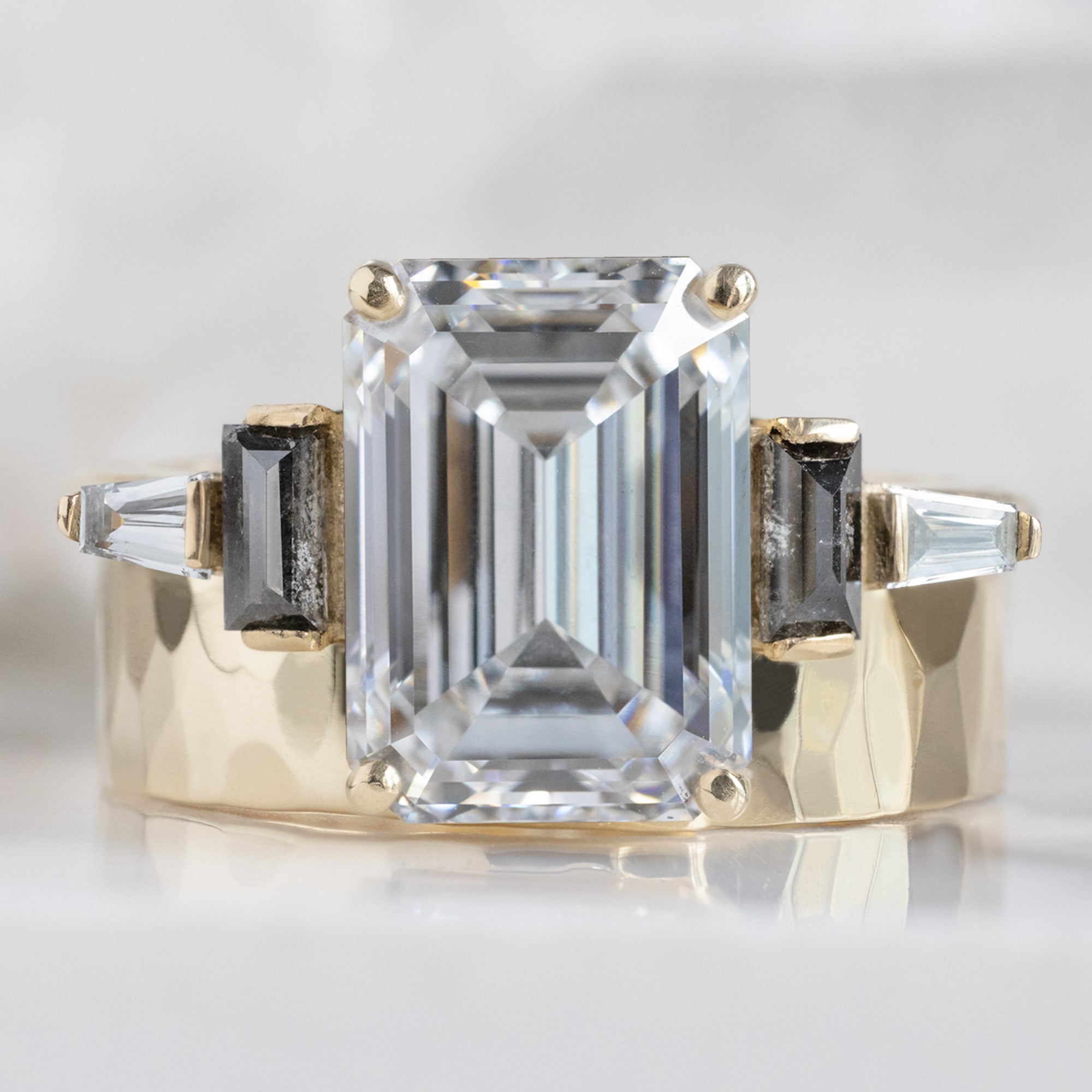 Alexis Russell  Engagement Rings The Deco Ring | 3.39ct Emerald Cut Lab Grown White Diamond in 14K Yellow Gold