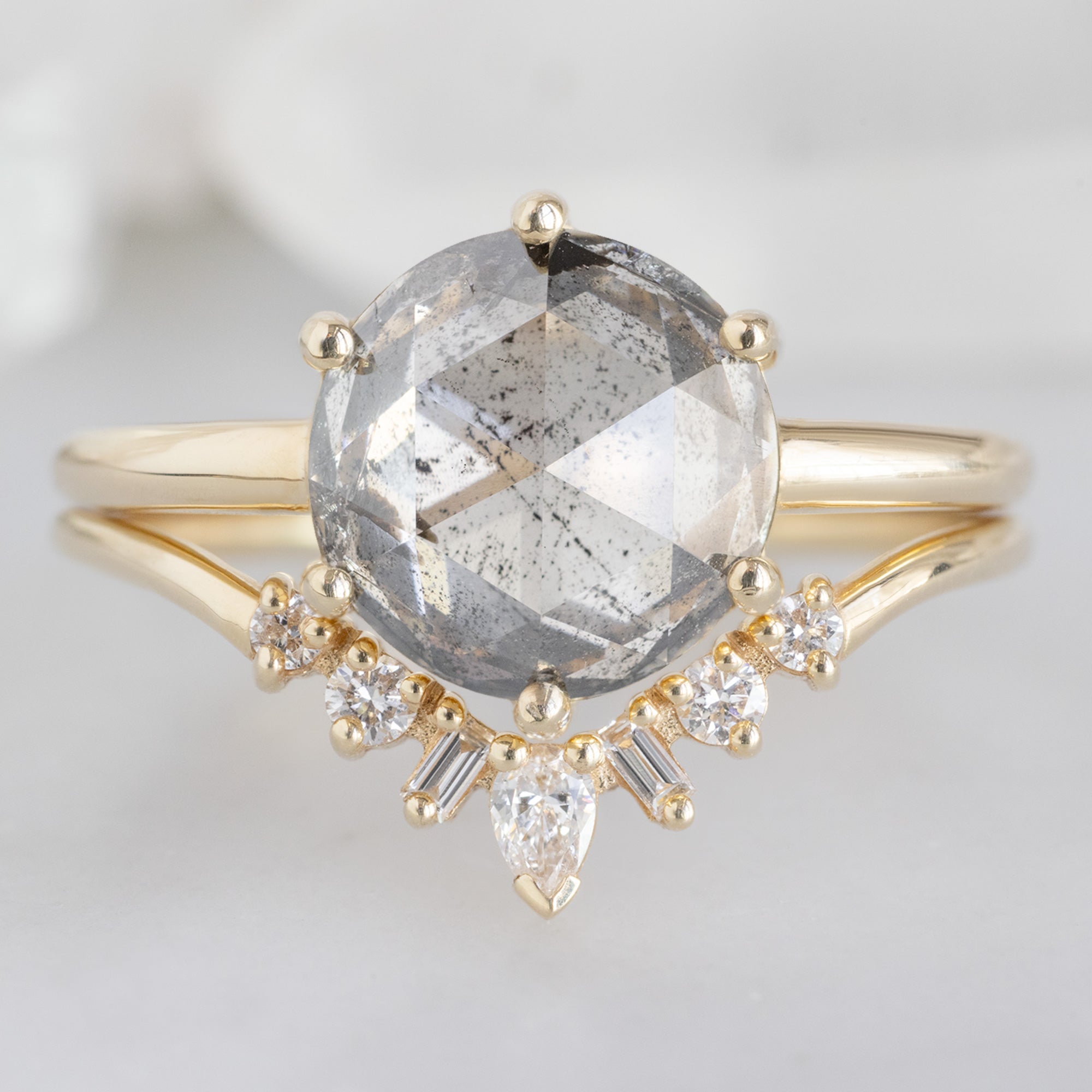 Alexis Russell  Engagement Rings The Rose Ring | 2.55ct Round Lab Grown Salt and Pepper Diamond in 14K Yellow Gold