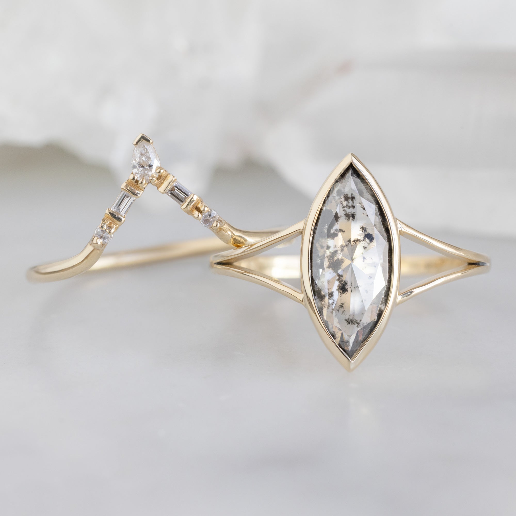Alexis Russell  Engagement Rings The Magnolia Ring | 1.65ct Lab Grown Salt and Pepper Diamond in 14K Yellow Gold