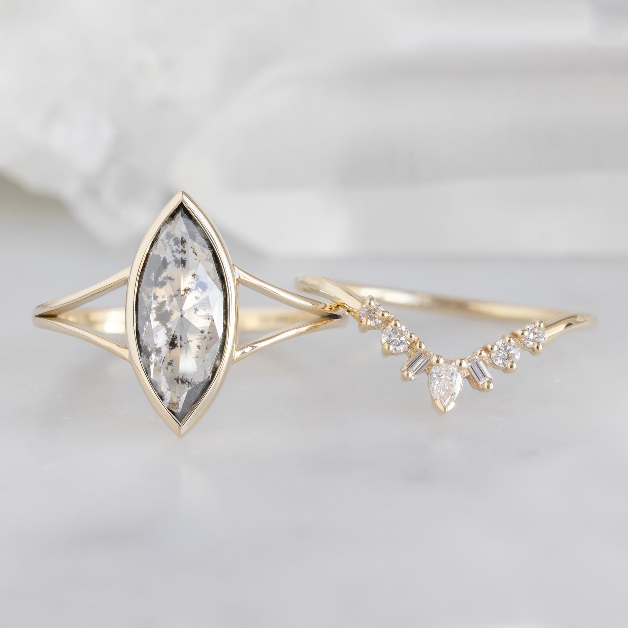 Alexis Russell  Engagement Rings The Magnolia Ring | 1.65ct Lab Grown Salt and Pepper Diamond in 14K Yellow Gold