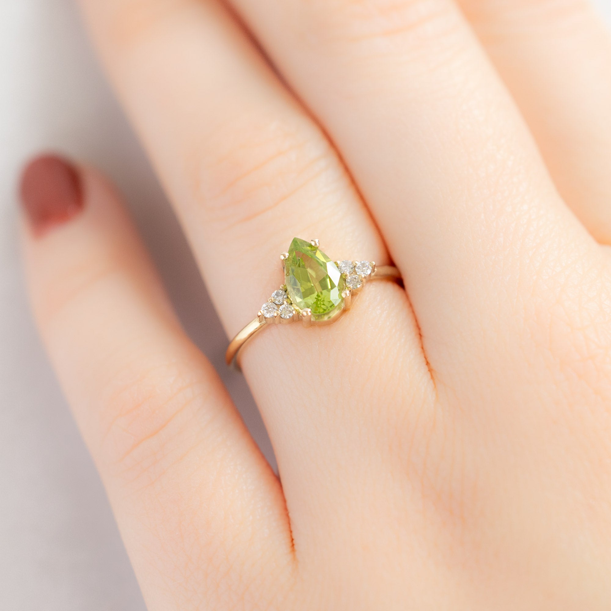 Alexis Russell  Engagement Rings The Ivy Ring | 0.73ct Pear Peridot in 14K Yellow Gold