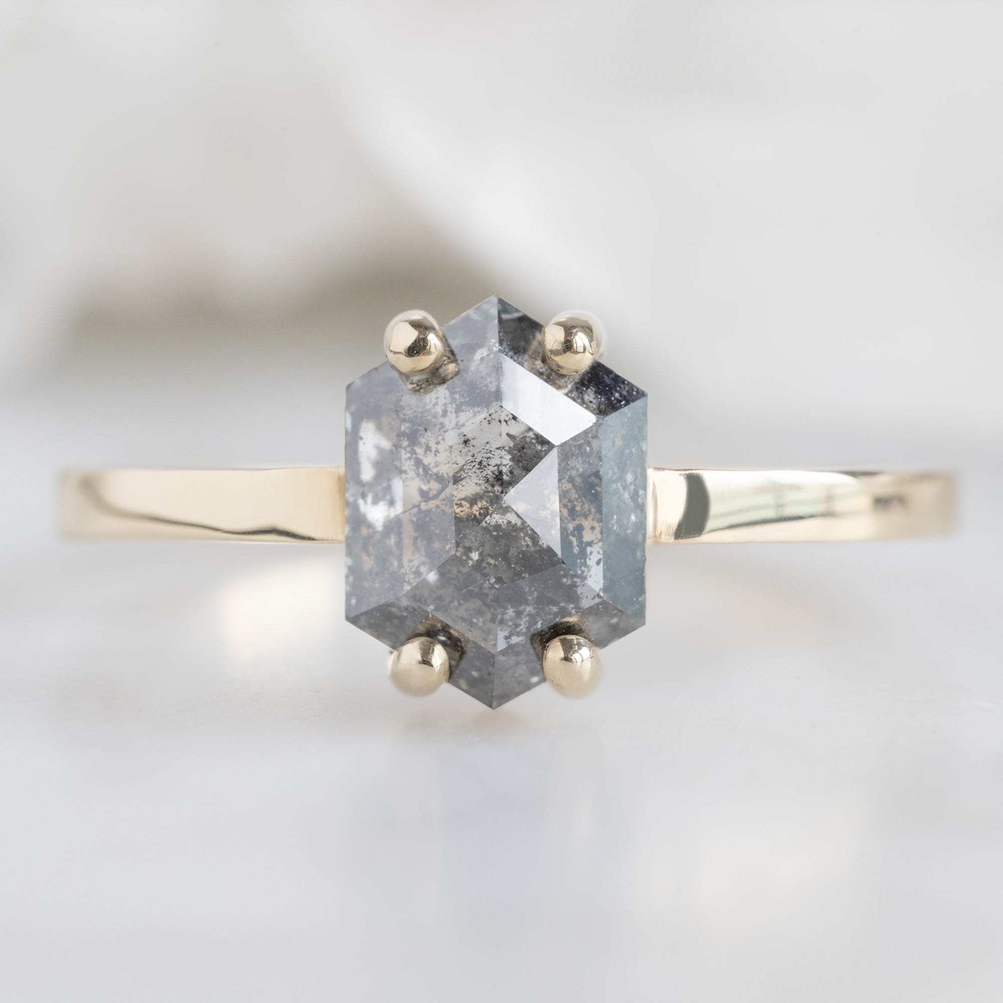 Alexis Russell  Engagement Rings The Bryn Ring | 1.42ct Hexagon Salt and Pepper Diamond in 14K Yellow Gold