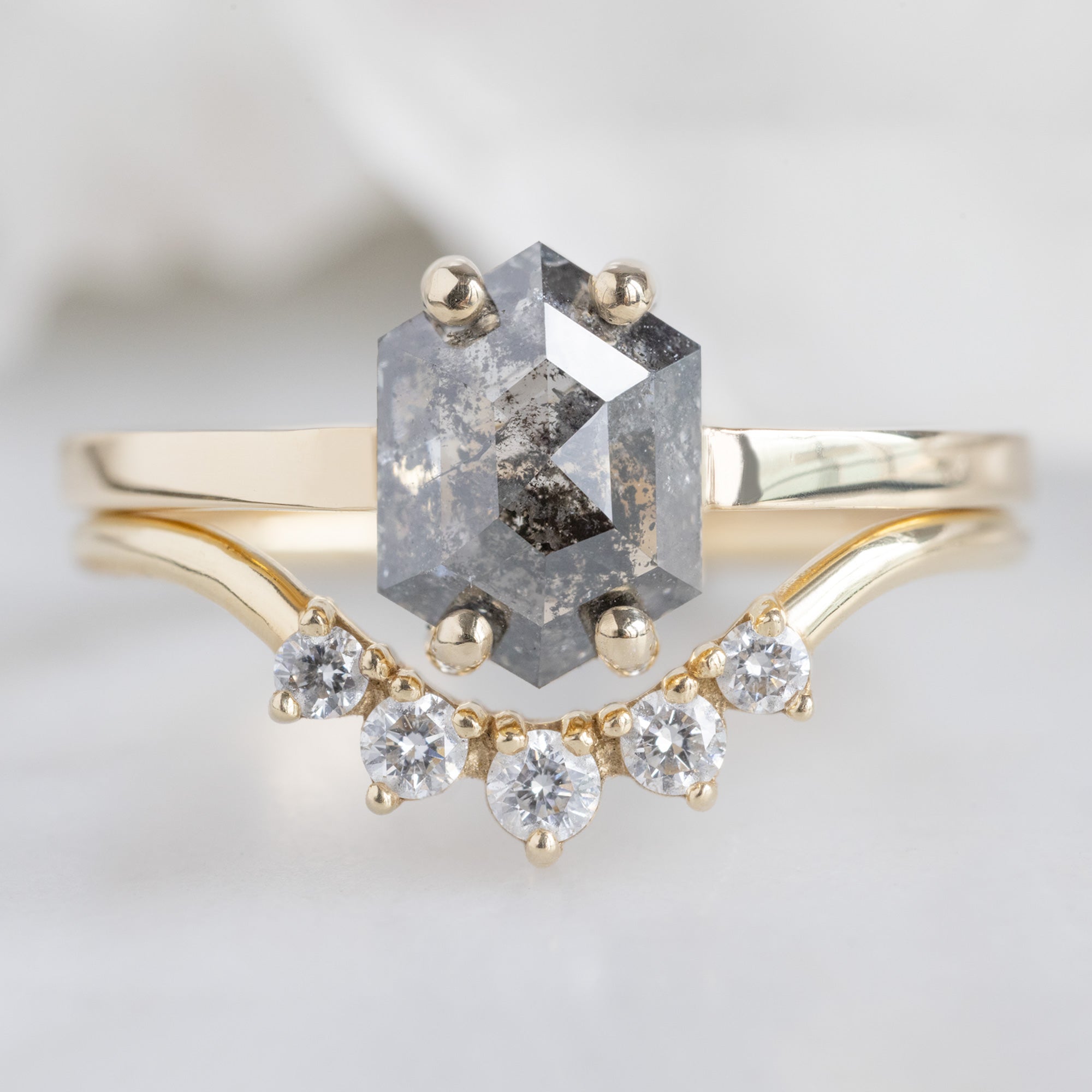 Alexis Russell  Engagement Rings The Bryn Ring | 1.42ct Hexagon Salt and Pepper Diamond in 14K Yellow Gold