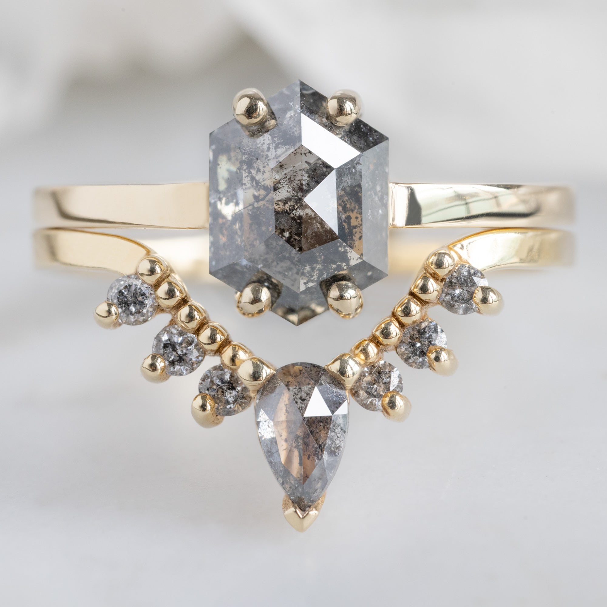 Alexis Russell  Engagement Rings The Bryn Ring | 1.42ct Hexagon Salt and Pepper Diamond in 14K Yellow Gold