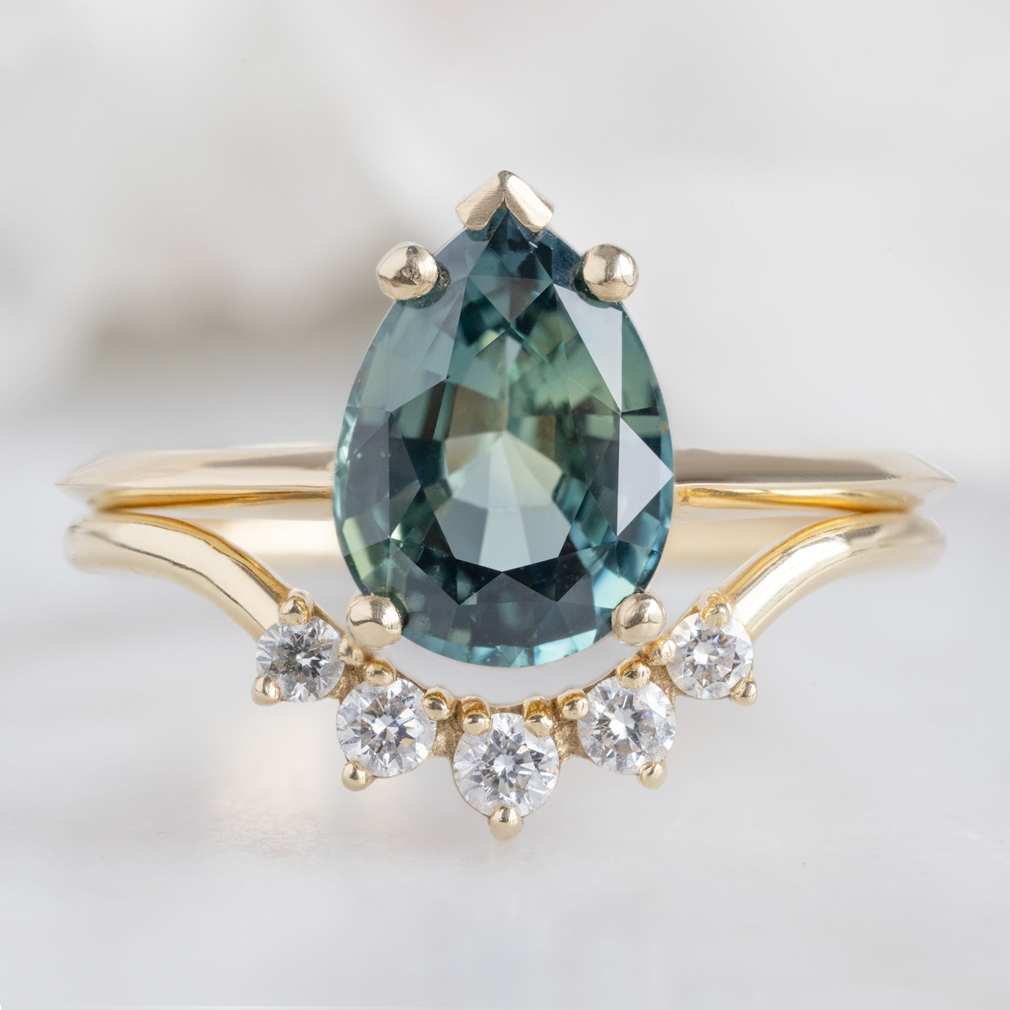 Alexis Russell  Engagement Rings The Sage Ring | 2.04ct Pear Teal Sapphire in 14K Yellow Gold