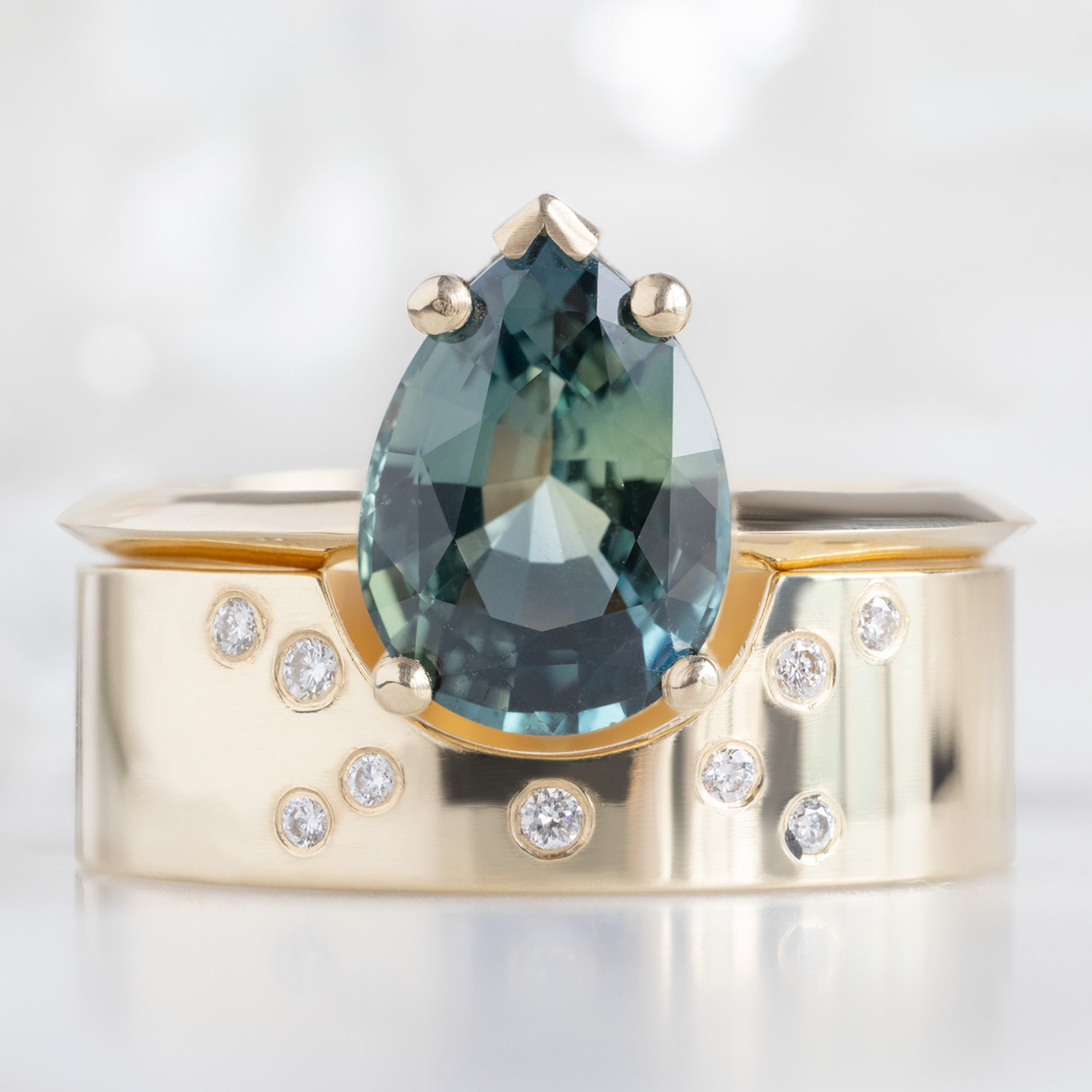 Alexis Russell  Engagement Rings The Sage Ring | 2.04ct Pear Teal Sapphire in 14K Yellow Gold