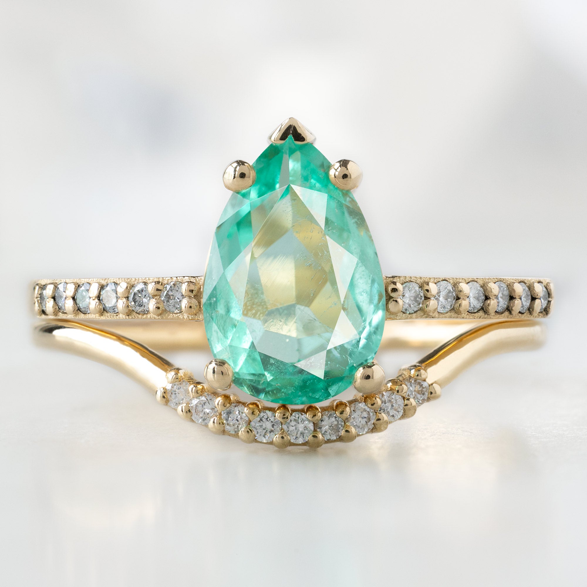 Alexis Russell  Engagement Rings The Willow Ring | 1.15ct Pear Emerald in 14K Yellow Gold