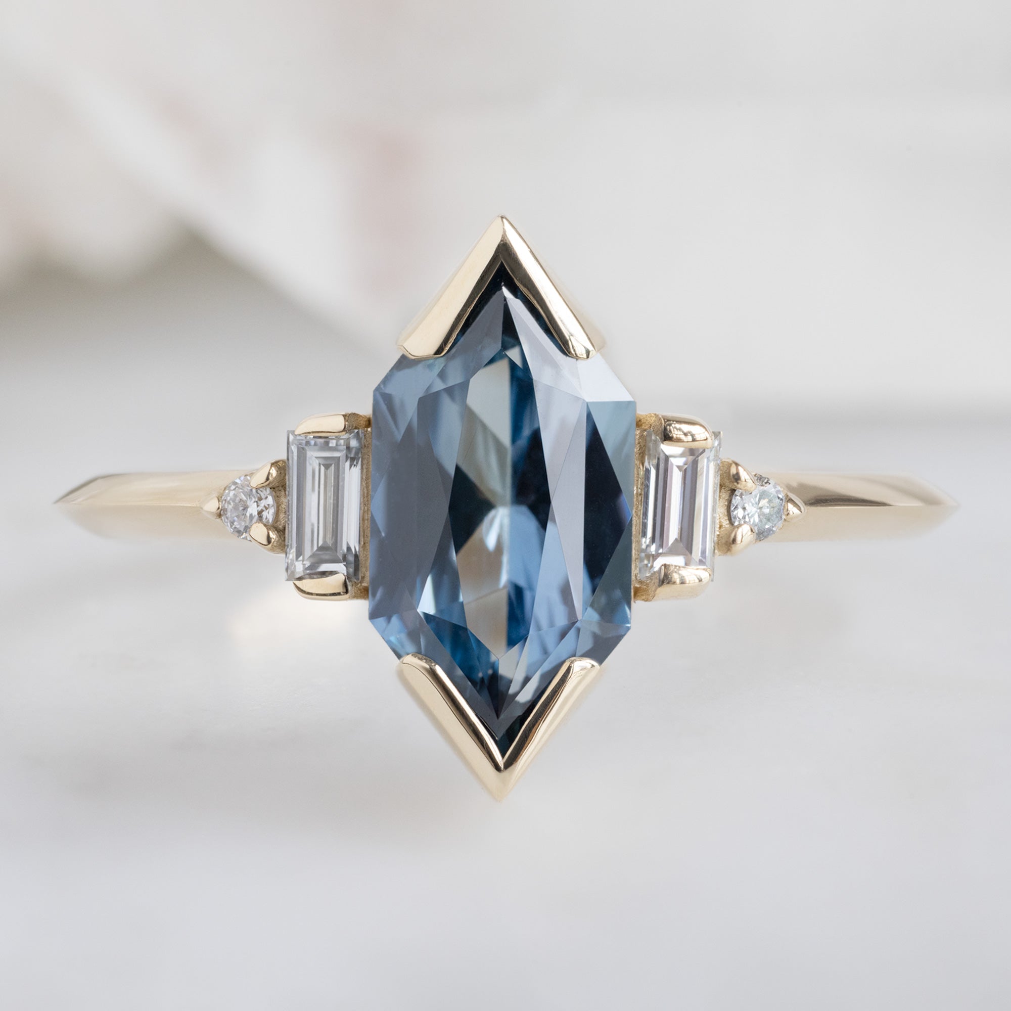 Alexis Russell  Engagement Rings The Primrose Ring | 1.54ct Blue Sapphire Hexagon in 14K Yellow Gold
