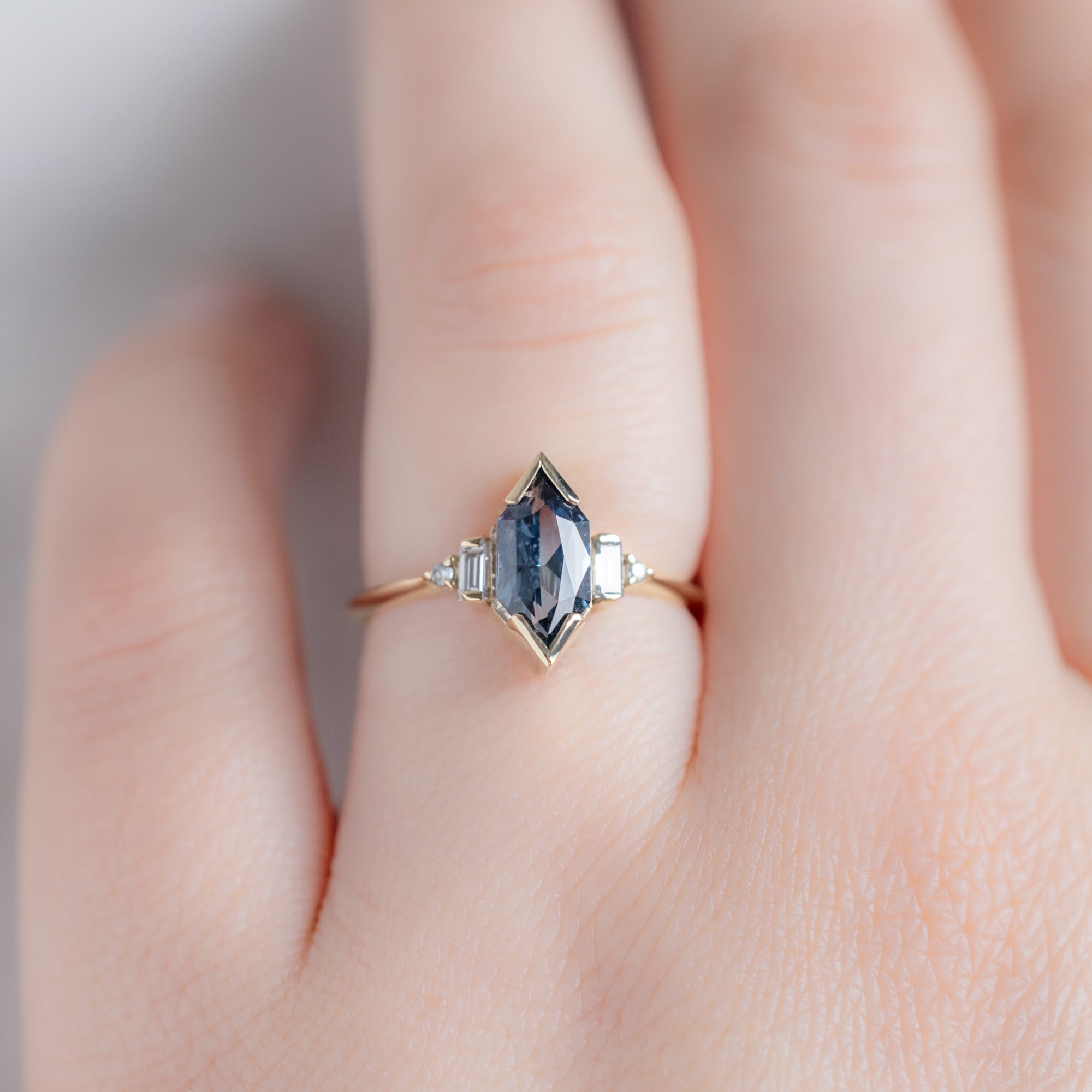 Alexis Russell  Engagement Rings The Primrose Ring | 1.54ct Blue Sapphire Hexagon in 14K Yellow Gold