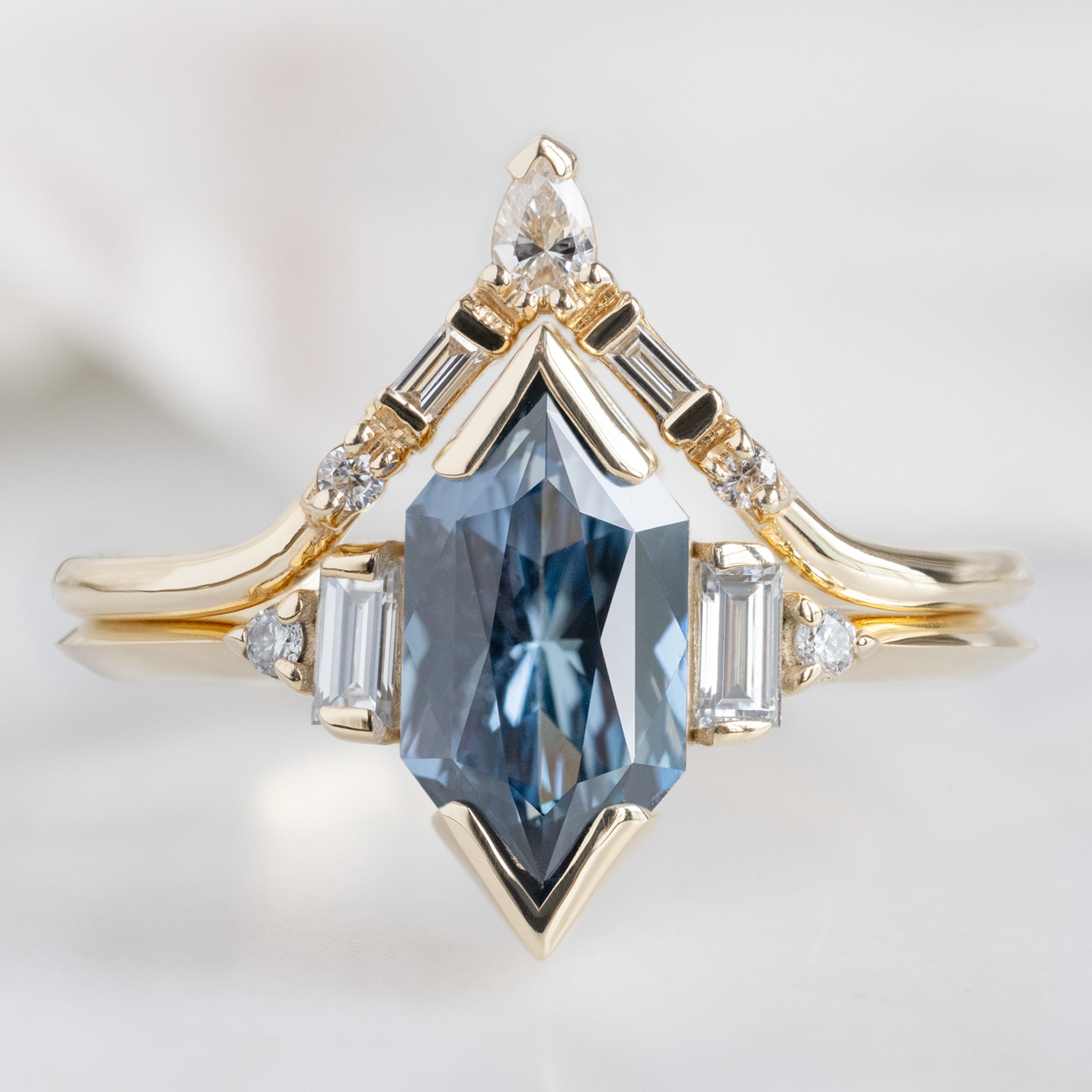 Alexis Russell  Engagement Rings The Primrose Ring | 1.54ct Blue Sapphire Hexagon in 14K Yellow Gold