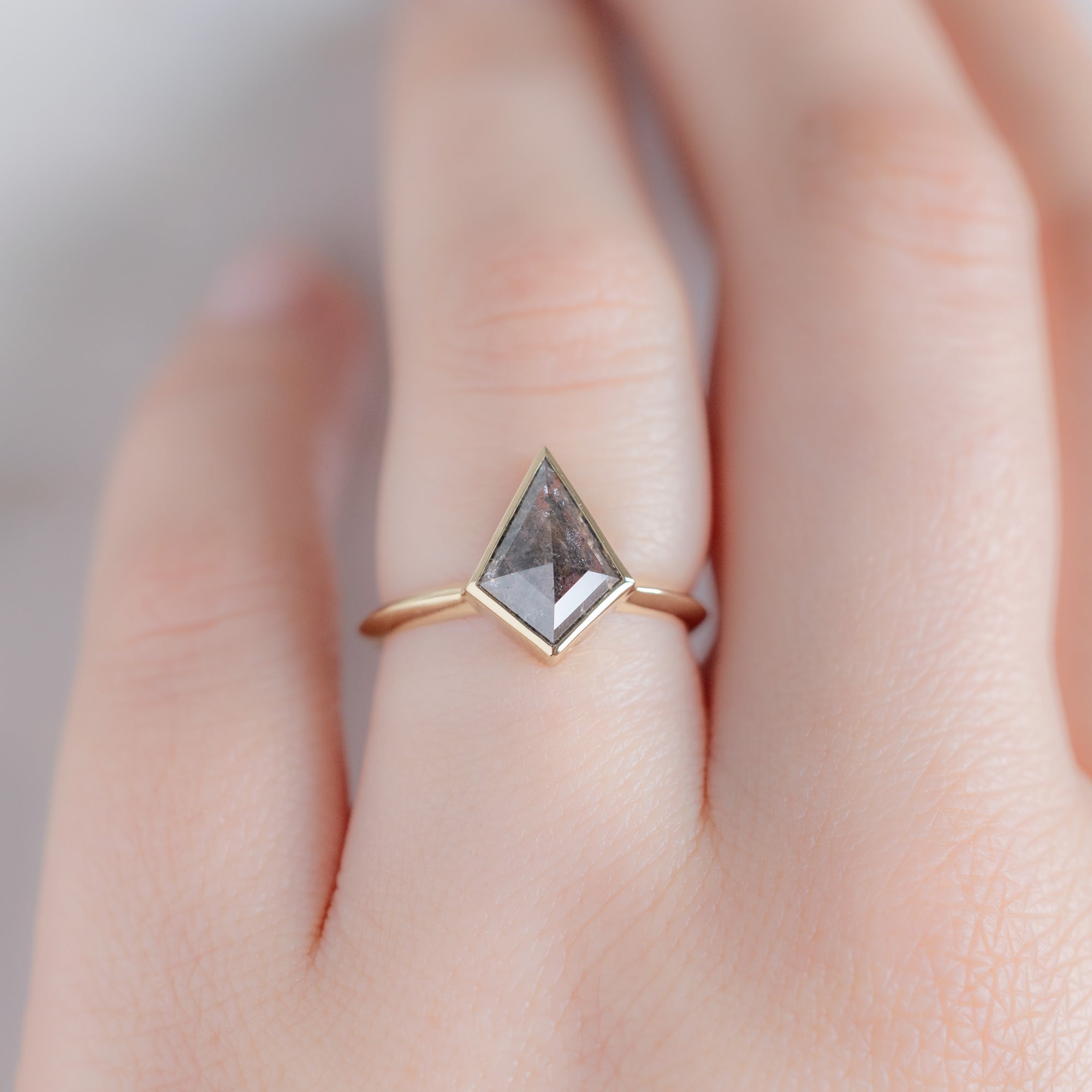 Alexis Russell  Engagement Rings The Hazel Ring | 2.05ct Kite Salt and Pepper Diamond in 14K Yellow Gold