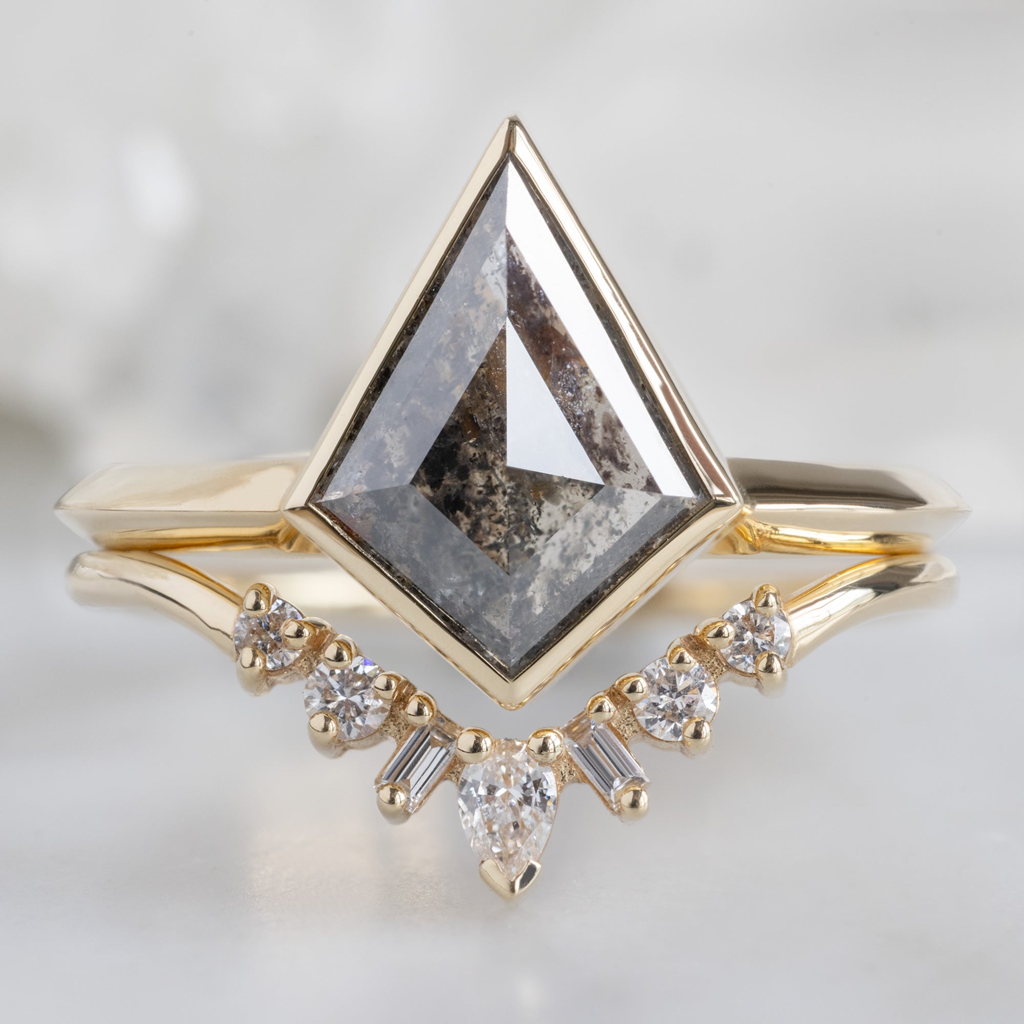 Alexis Russell  Engagement Rings The Hazel Ring | 2.05ct Kite Salt and Pepper Diamond in 14K Yellow Gold