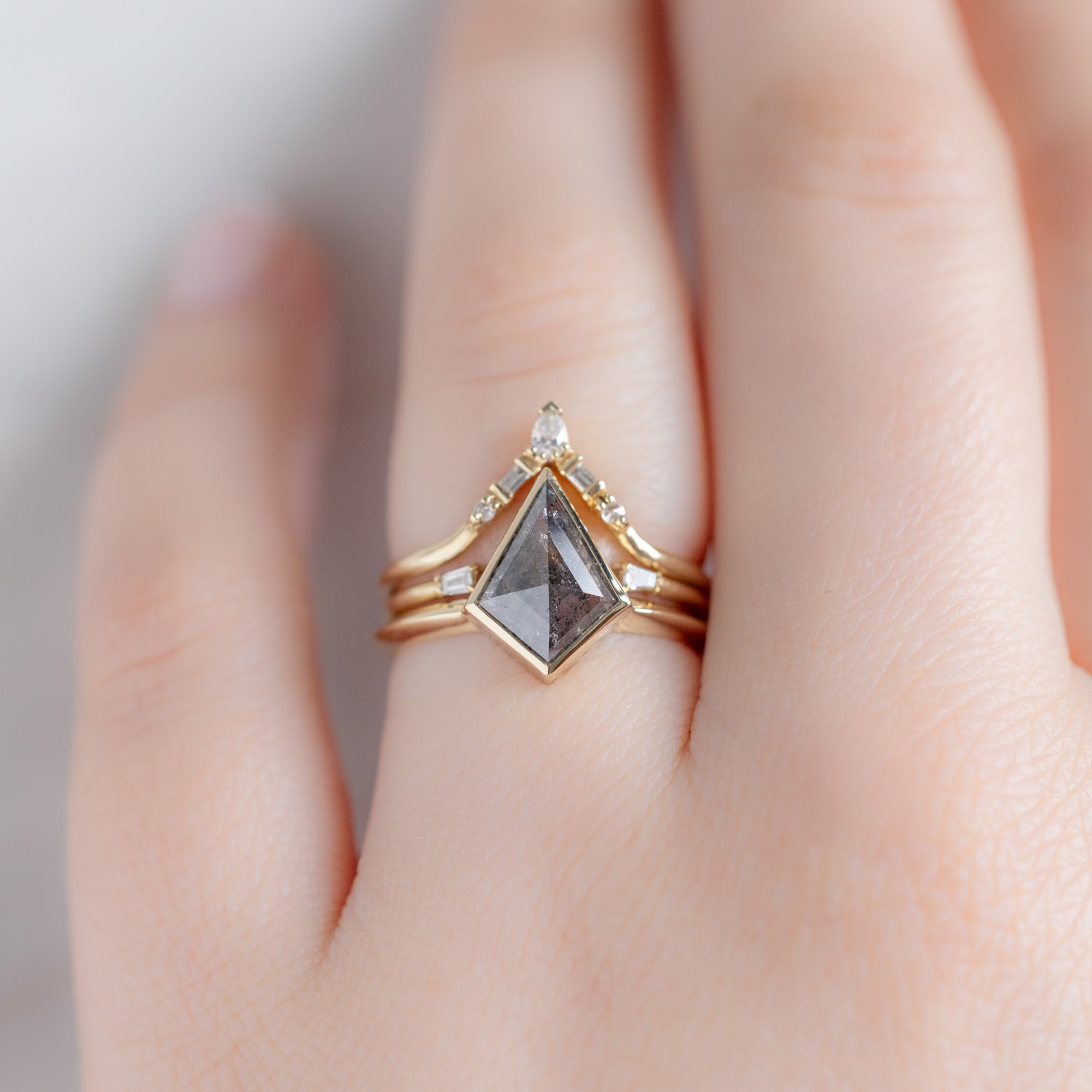 Alexis Russell  Engagement Rings The Hazel Ring | 2.05ct Kite Salt and Pepper Diamond in 14K Yellow Gold
