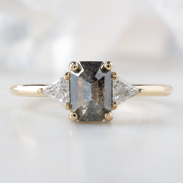 Alexis Russell  Engagement Rings The Jade Ring | 0.88ct Emerald Cut Salt and Pepper Diamond in 14K Yellow Gold