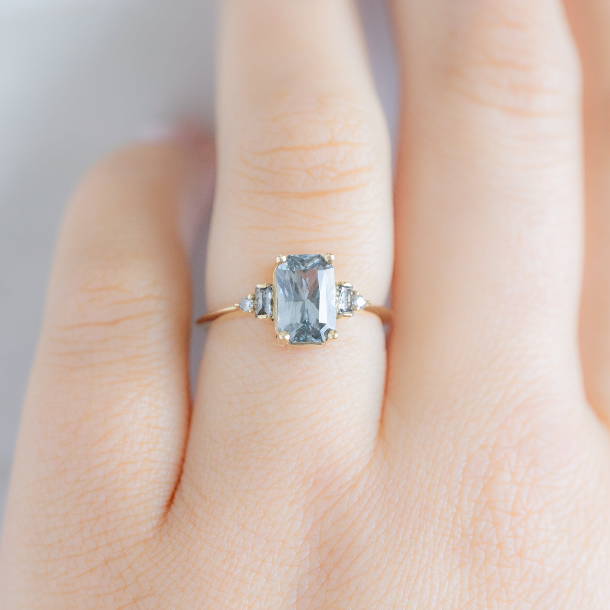 Alexis Russell  Engagement Rings The Primrose Ring | 2.00ct Emerald-Cut Blue Sapphire in 14K Yellow Gold